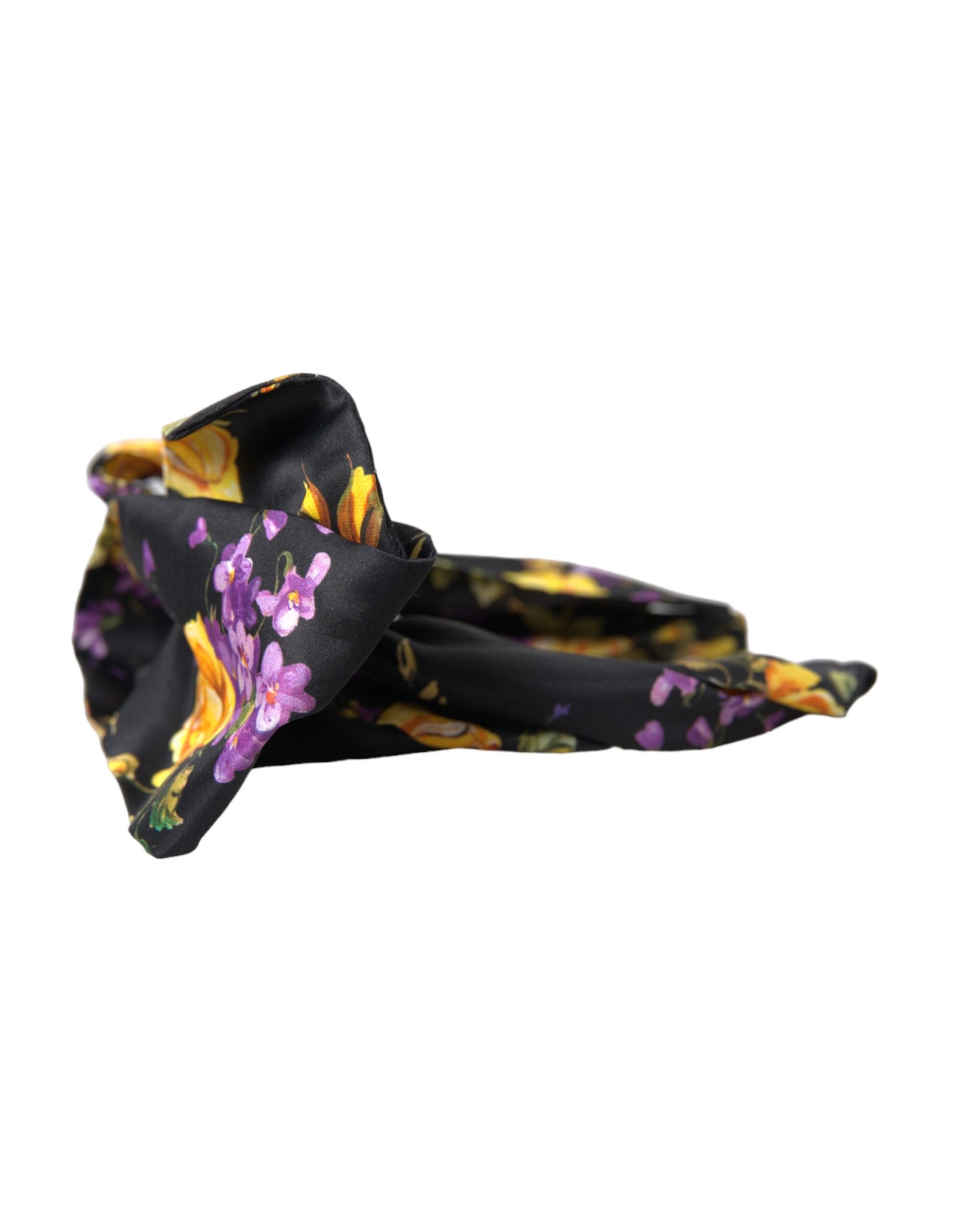 Dolce & Gabbana Black Floral Applique Silk Women Headband Diadem | Regal Royce