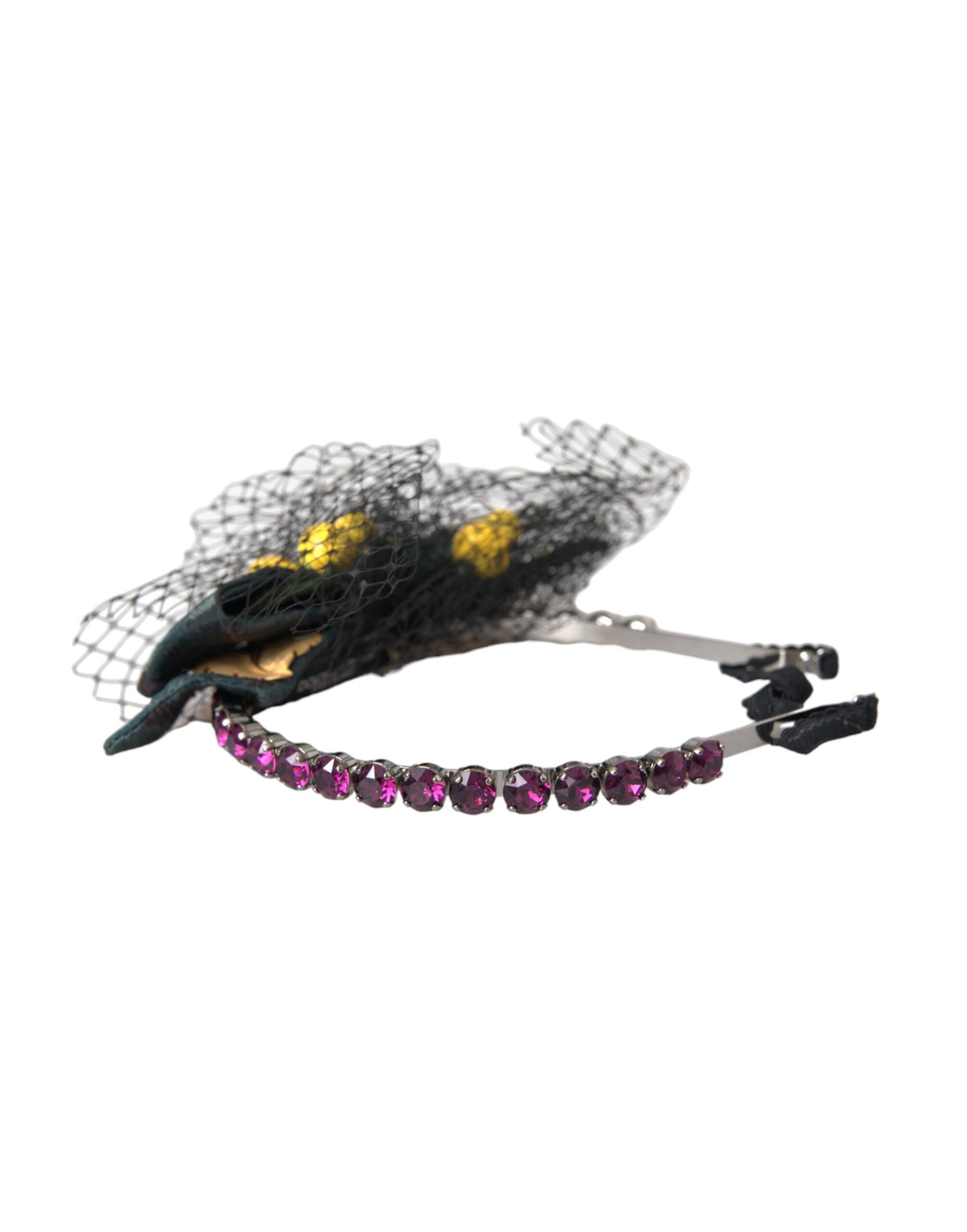 Dolce & Gabbana Black Lemons Sicily Purple Crystal Net Headband Diadem | Regal Royce