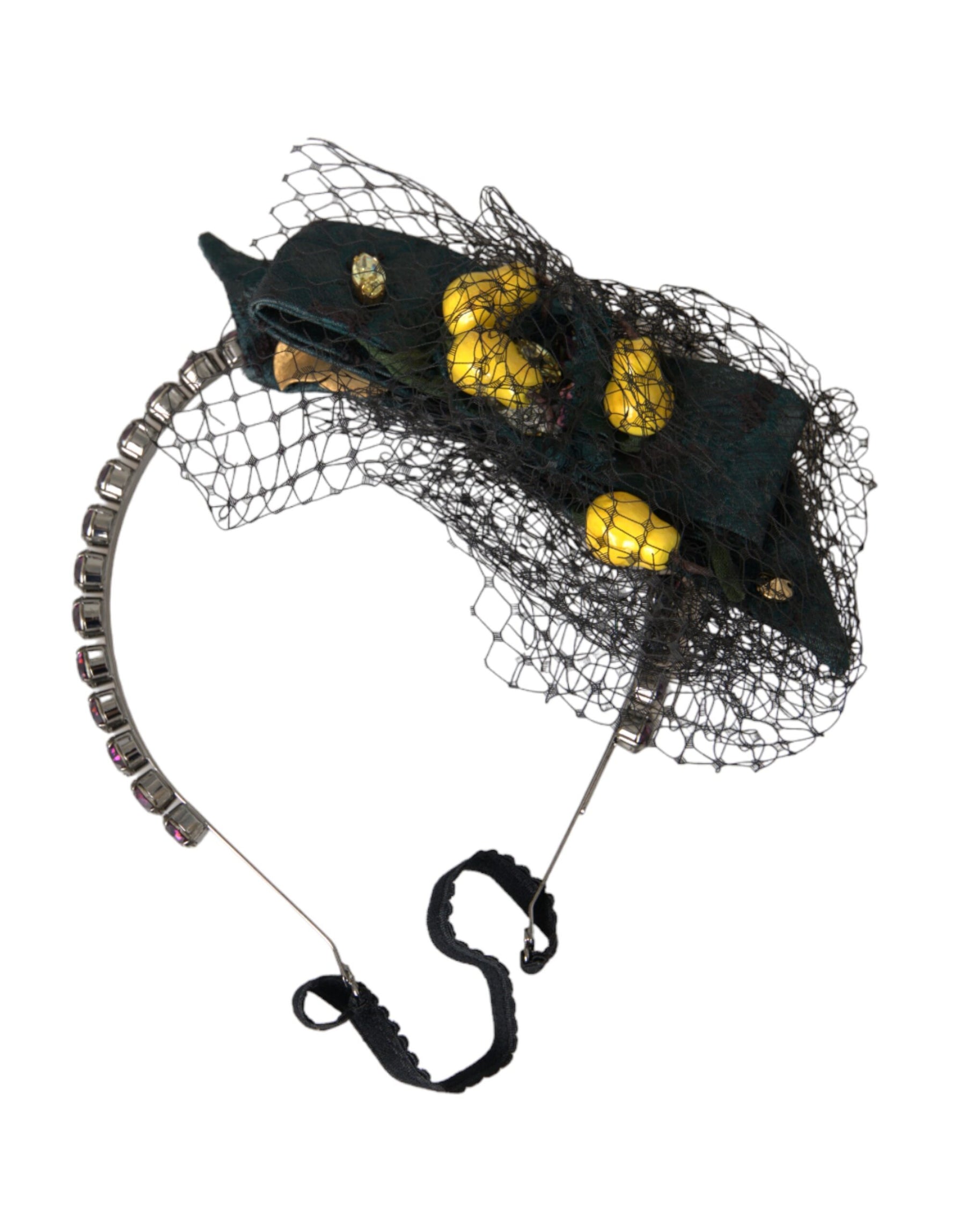 Dolce & Gabbana Black Lemons Sicily Purple Crystal Net Headband Diadem | Regal Royce