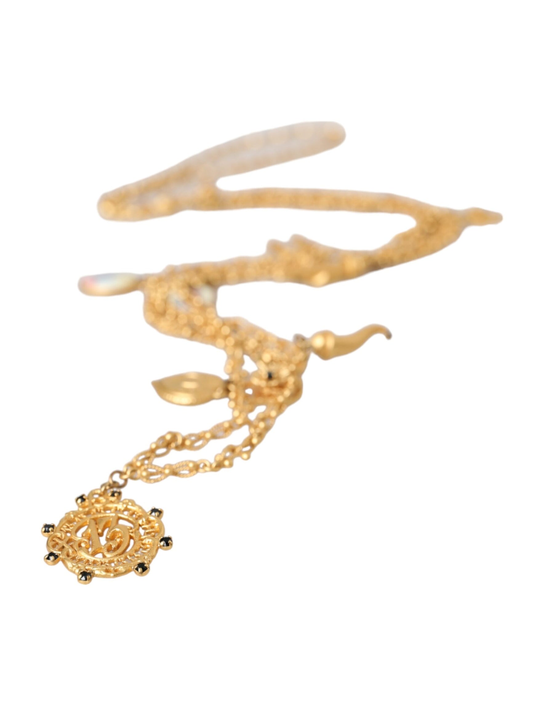 Dolce & Gabbana Gold Tone Chain Brass Charm Statement Sicily Necklace | Regal Royce