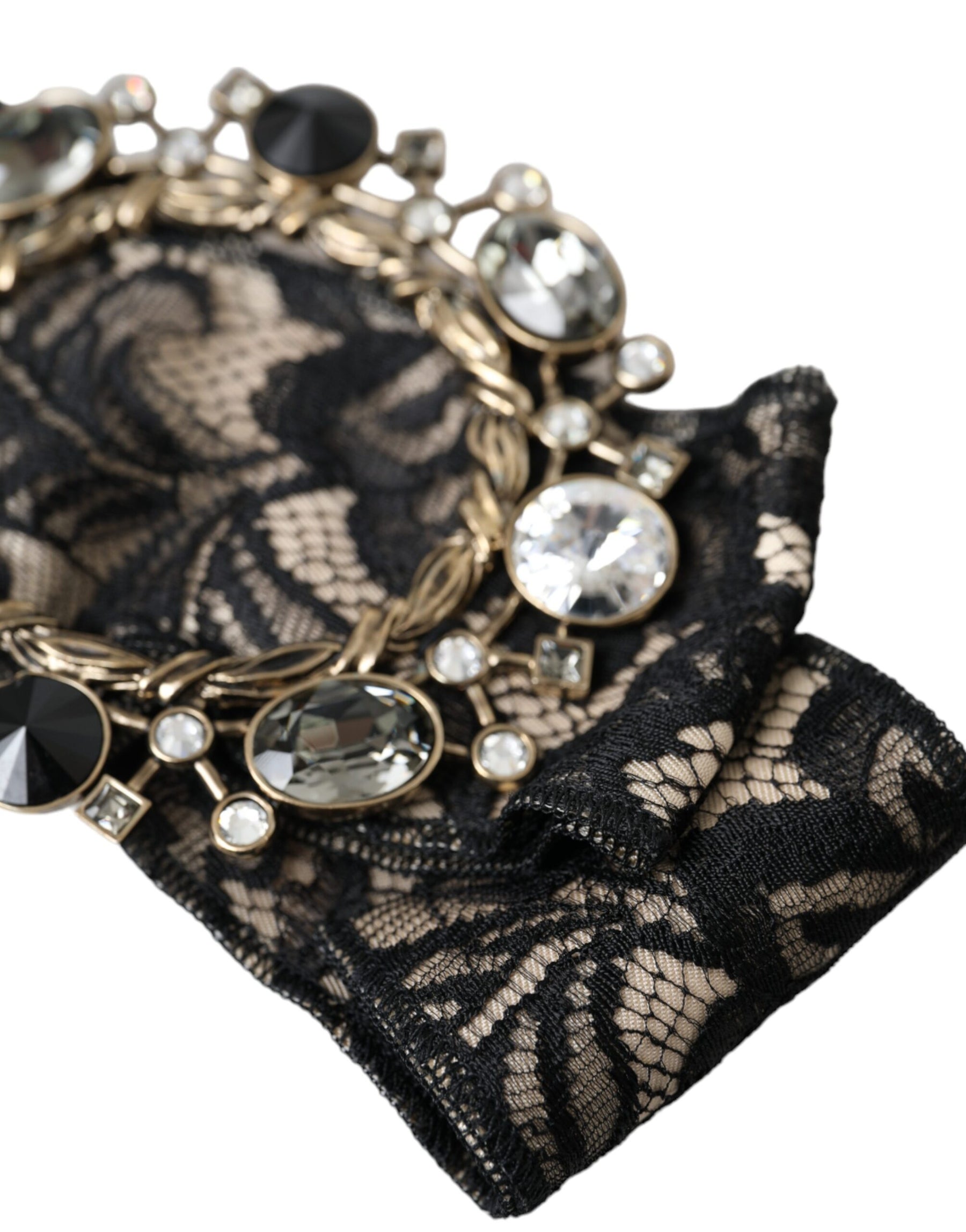 Dolce & Gabbana Black Lace Crystal Handmade Brooch Hair Pin | Regal Royce