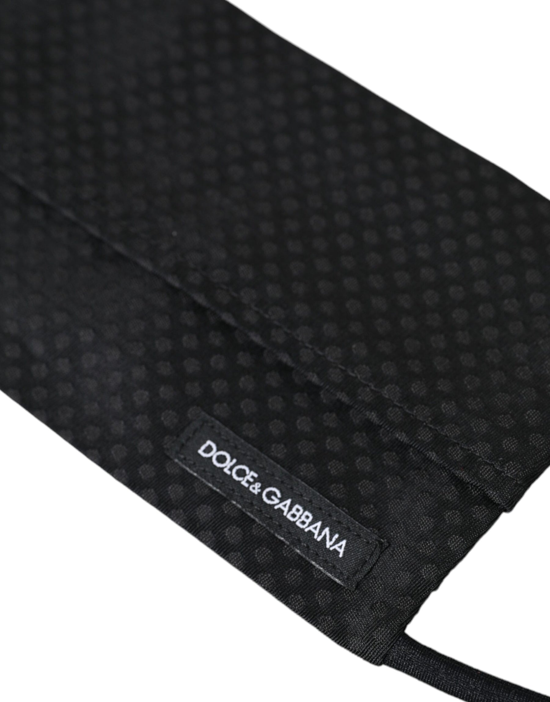 Dolce & Gabbana Black 100% Silk Adjustable Necktie Face Mask | Regal Royce