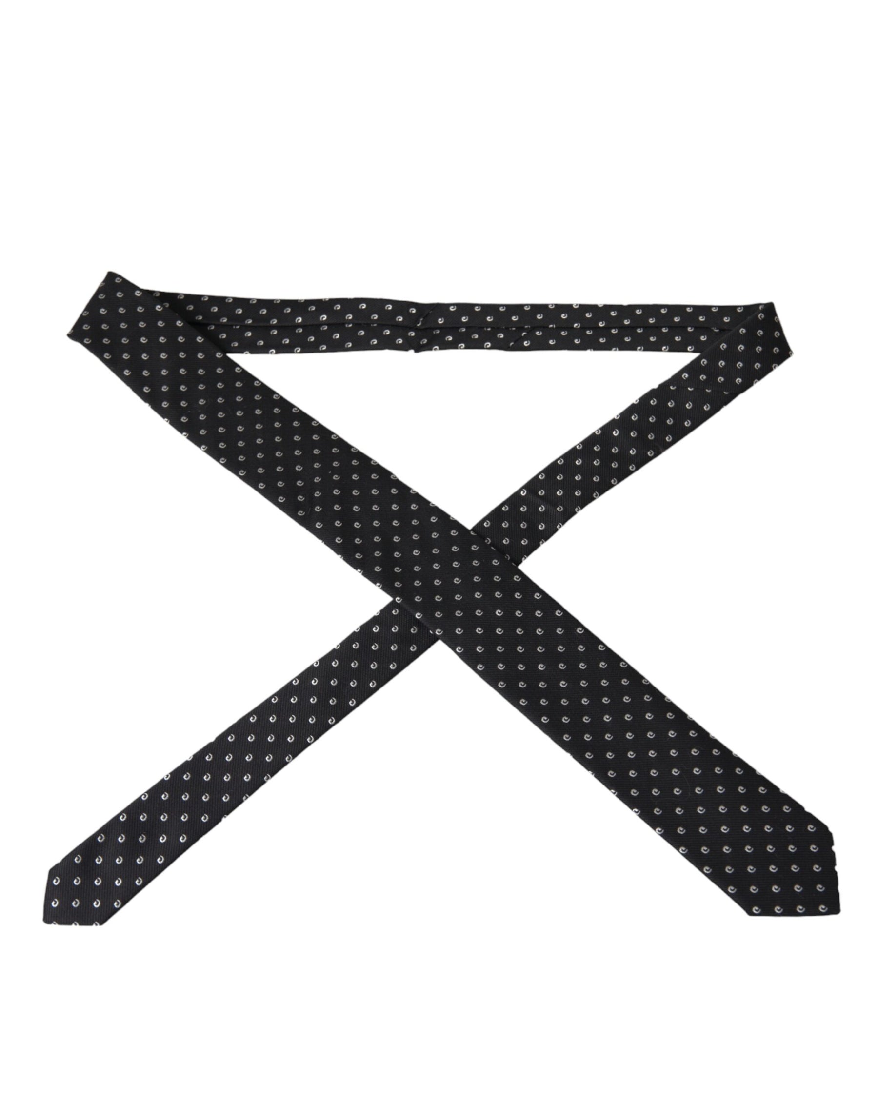 Dolce & Gabbana Black Logo Cotton Blend Adjustable Tie | Regal Royce