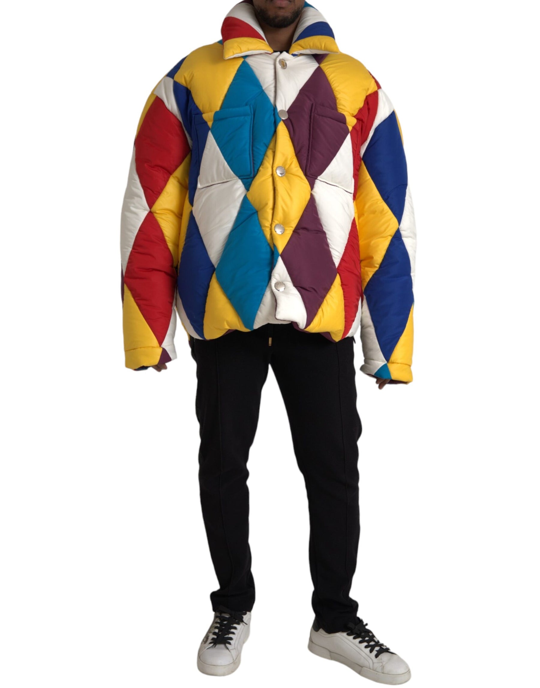 Dolce & Gabbana Multicolor Windbreaker Puffer Jacket Men | Regal Royce