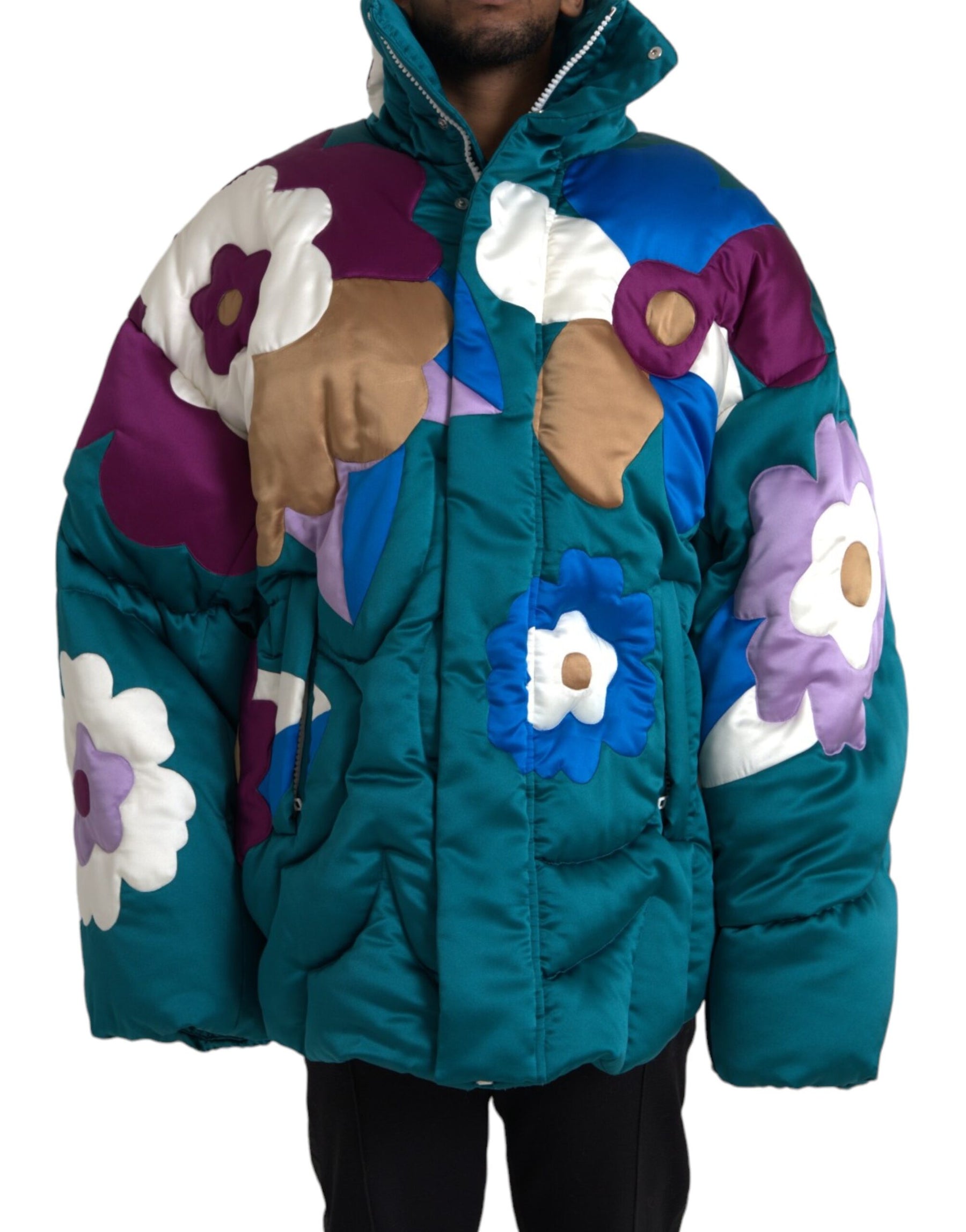 Dolce & Gabbana Multicolor Floral Windbreaker Puffer Jacket | Regal Royce