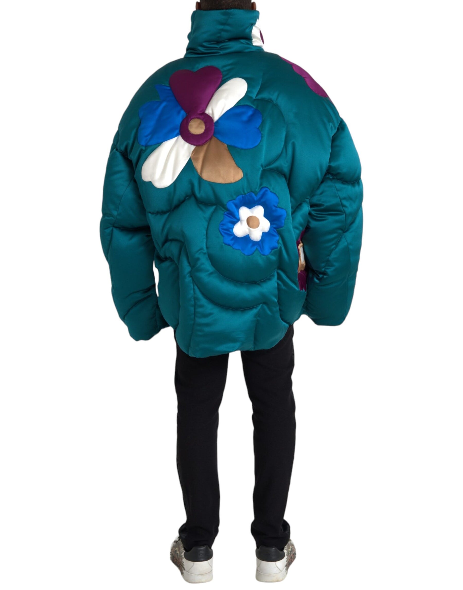 Dolce & Gabbana Multicolor Floral Windbreaker Puffer Jacket | Regal Royce