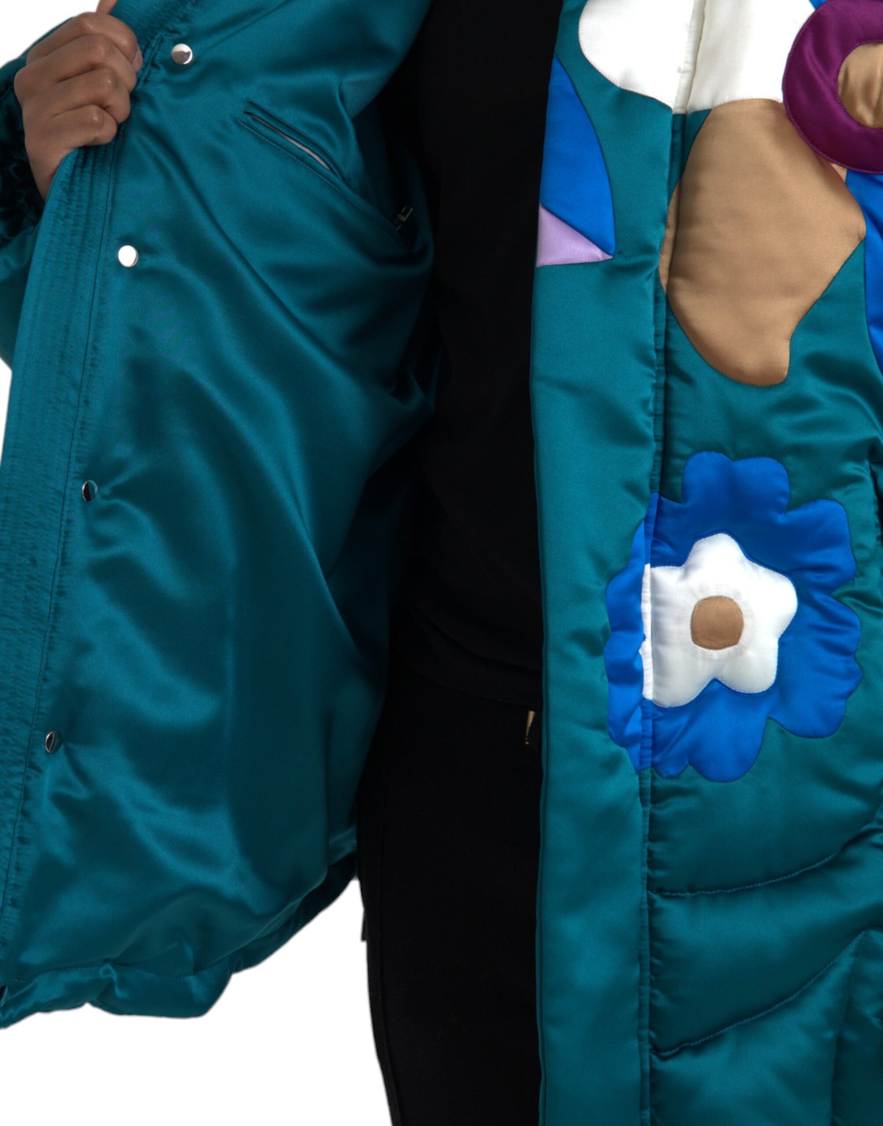 Dolce & Gabbana Multicolor Floral Windbreaker Puffer Jacket | Regal Royce