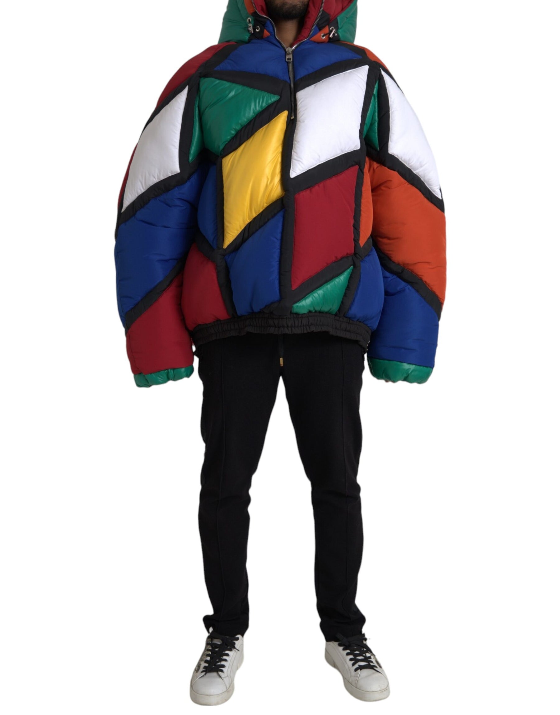 Dolce & Gabbana Multicolor Quilted Hooded Puffer Jacket | Regal Royce