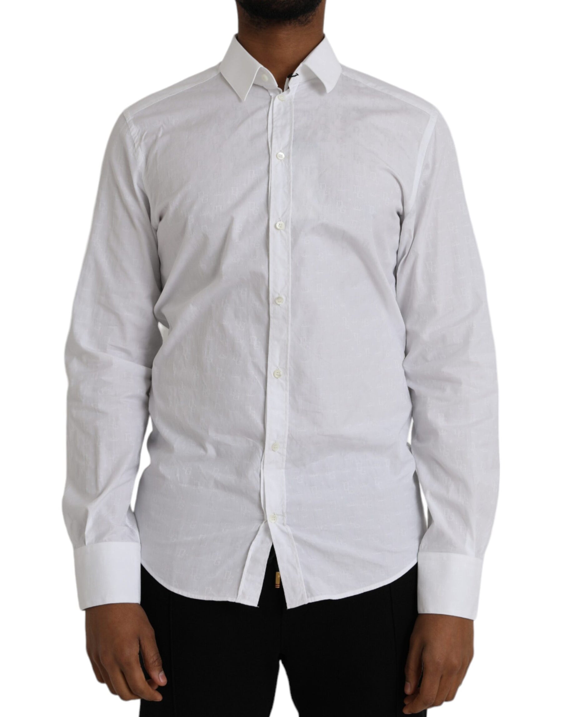 Dolce & Gabbana White Cotton Long Sleeve Dress GOLD Shirt | Regal Royce