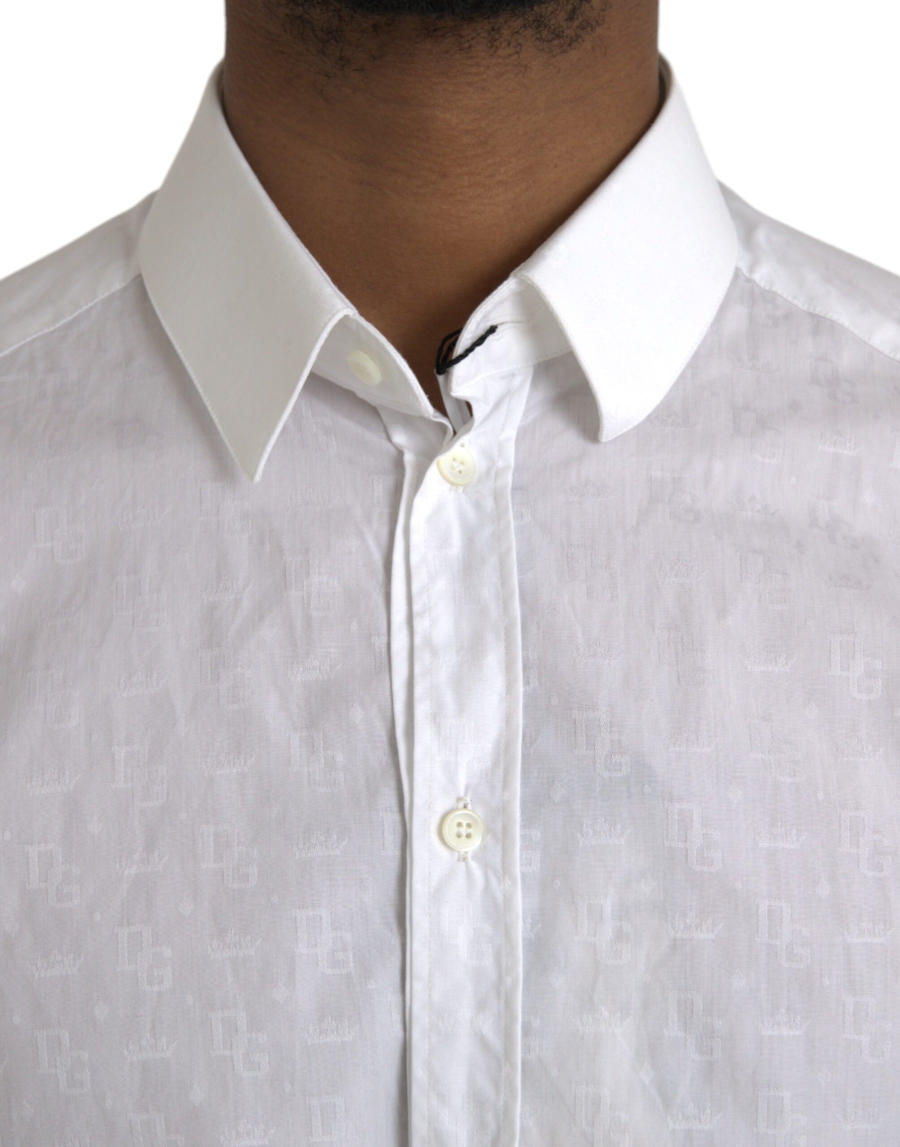 Dolce & Gabbana White Cotton Long Sleeve Dress GOLD Shirt | Regal Royce