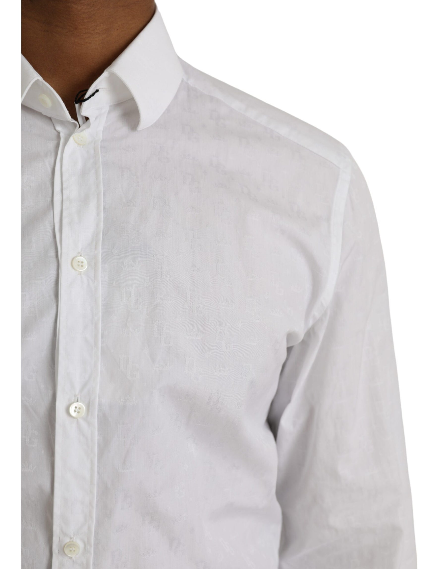 Dolce & Gabbana White Cotton Long Sleeve Dress GOLD Shirt | Regal Royce