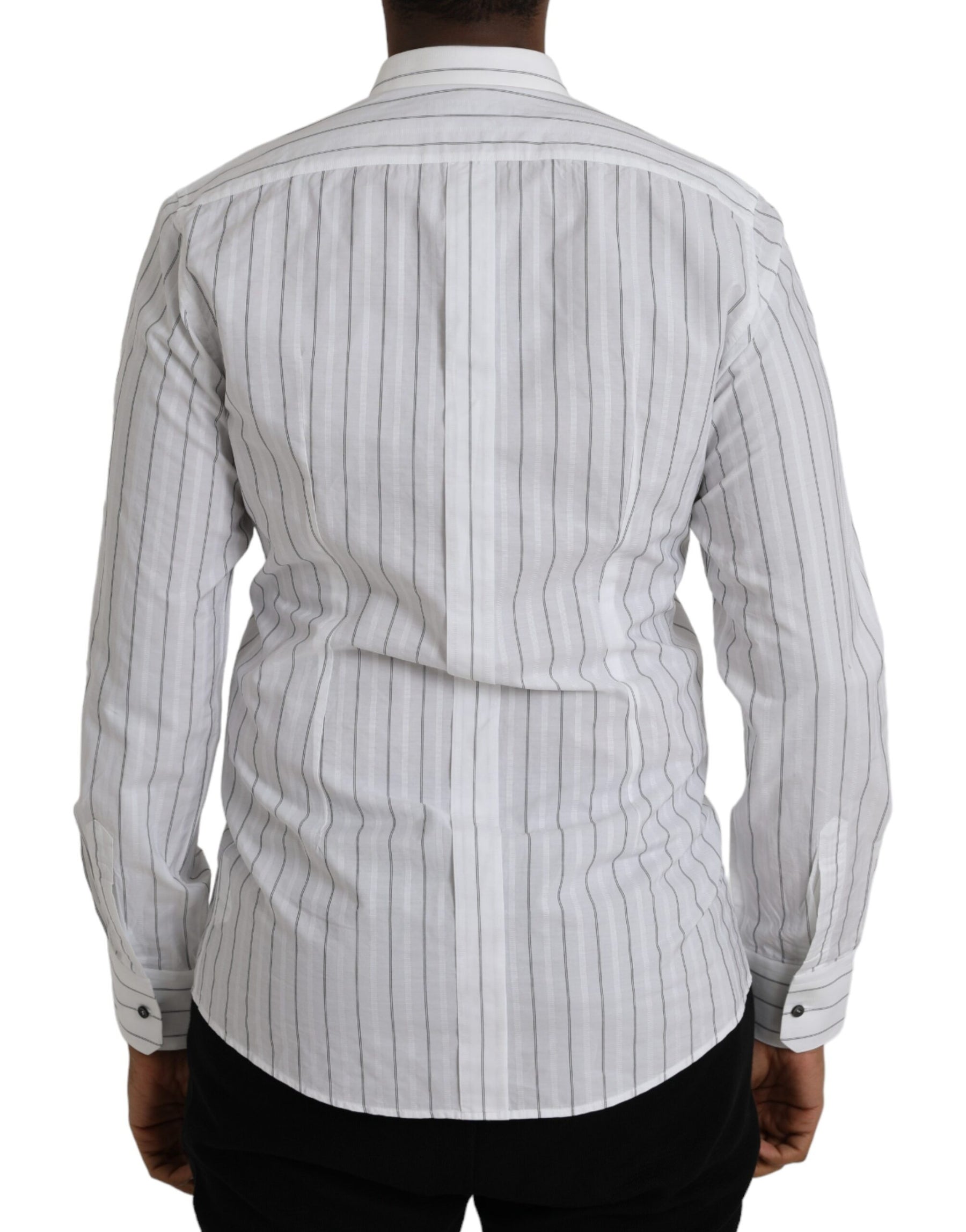 Dolce & Gabbana Black White Striped Formal Dress GOLD Shirt | Regal Royce
