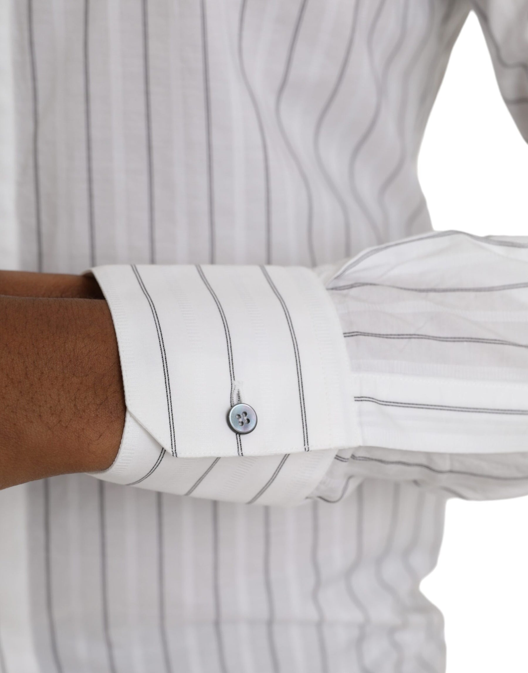 Dolce & Gabbana Black White Striped Formal Dress GOLD Shirt | Regal Royce