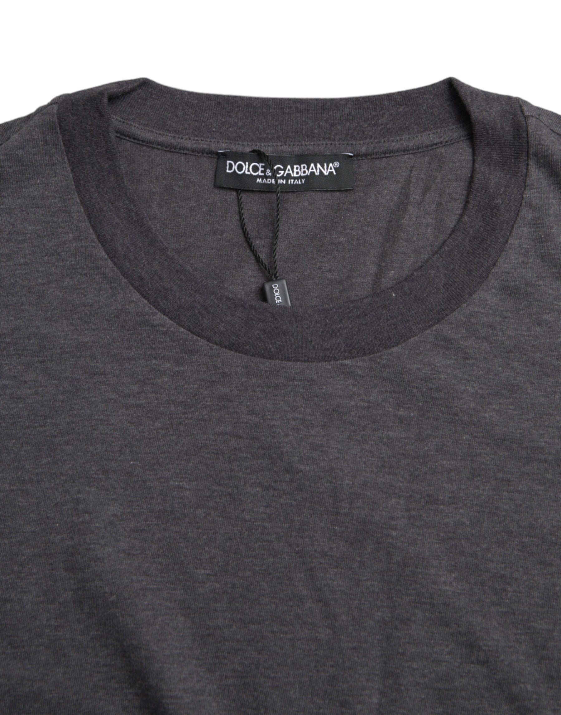 Dolce & Gabbana Gray Cotton Round Neck Short Sleeve T-shirt | Regal Royce