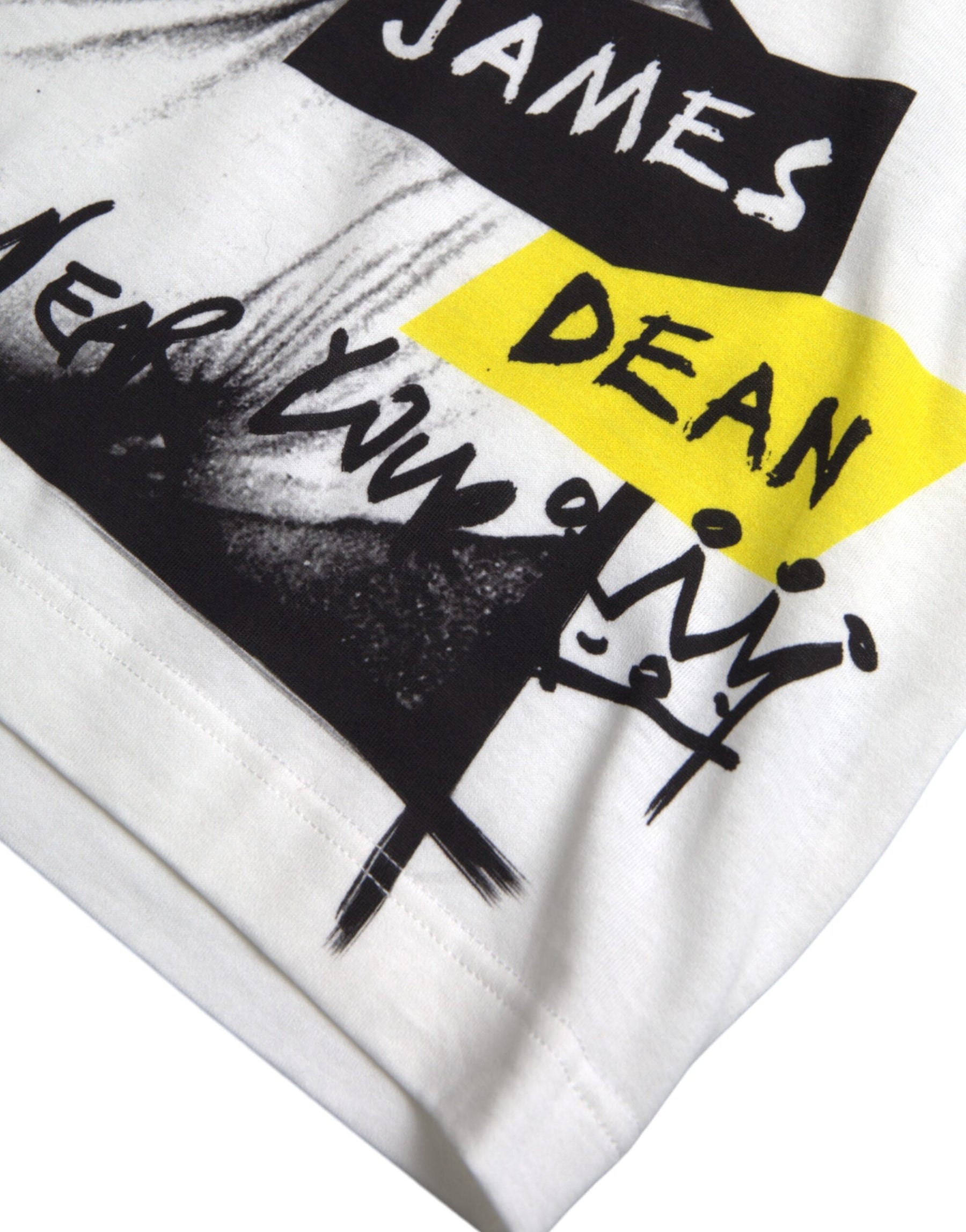 Dolce & Gabbana White Graphic Cotton Short Sleeves Men T-shirt | Regal Royce