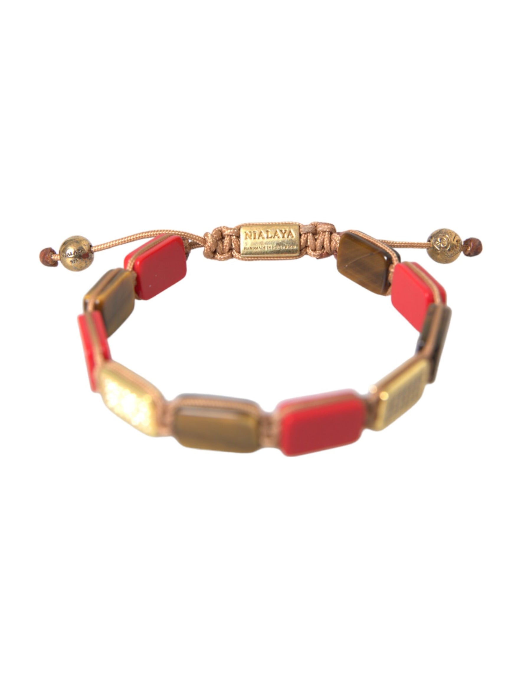 Nialaya CZ Tiger Eye Red Coral 925 Silver Men Bracelet | Regal Royce