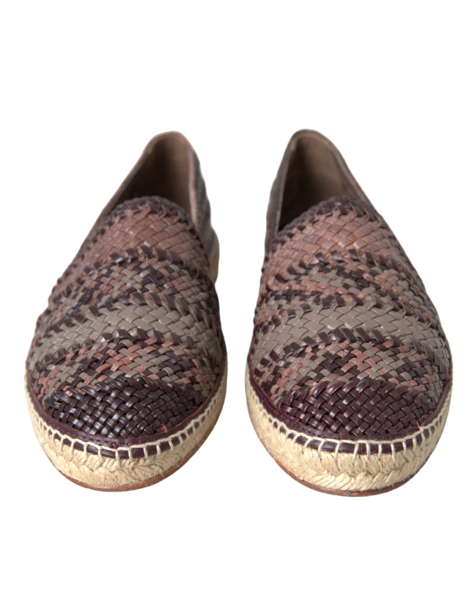 Dolce & Gabbana Brown Buffalo Leather Espadrille Flats Shoes | Regal Royce
