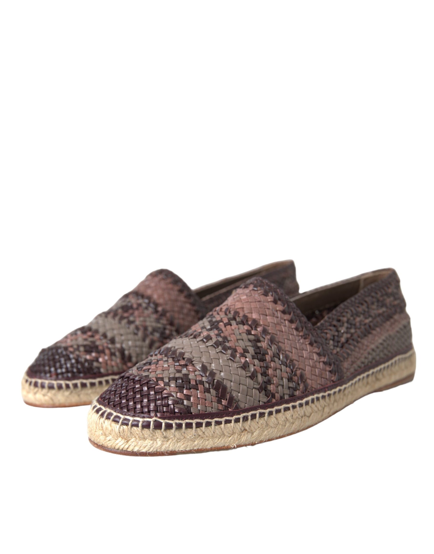 Dolce & Gabbana Brown Buffalo Leather Espadrille Flats Shoes | Regal Royce
