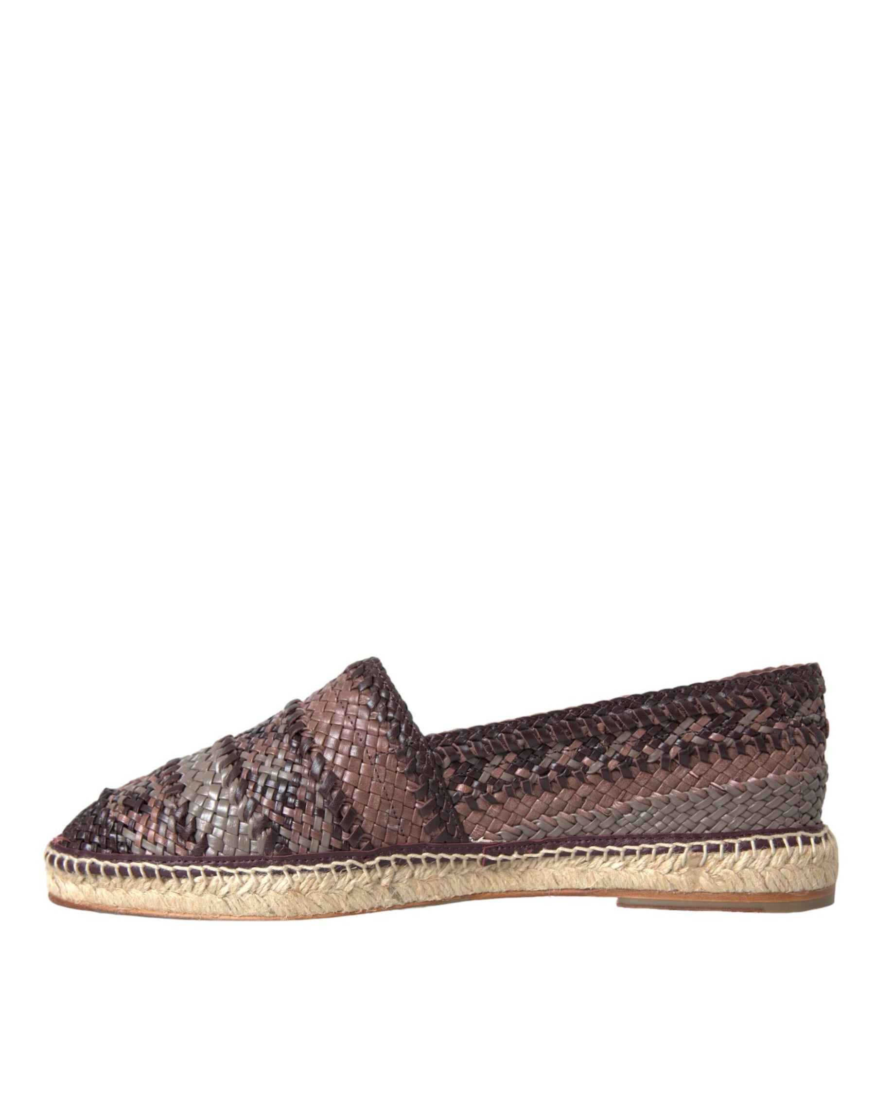 Dolce & Gabbana Brown Buffalo Leather Espadrille Flats Shoes | Regal Royce