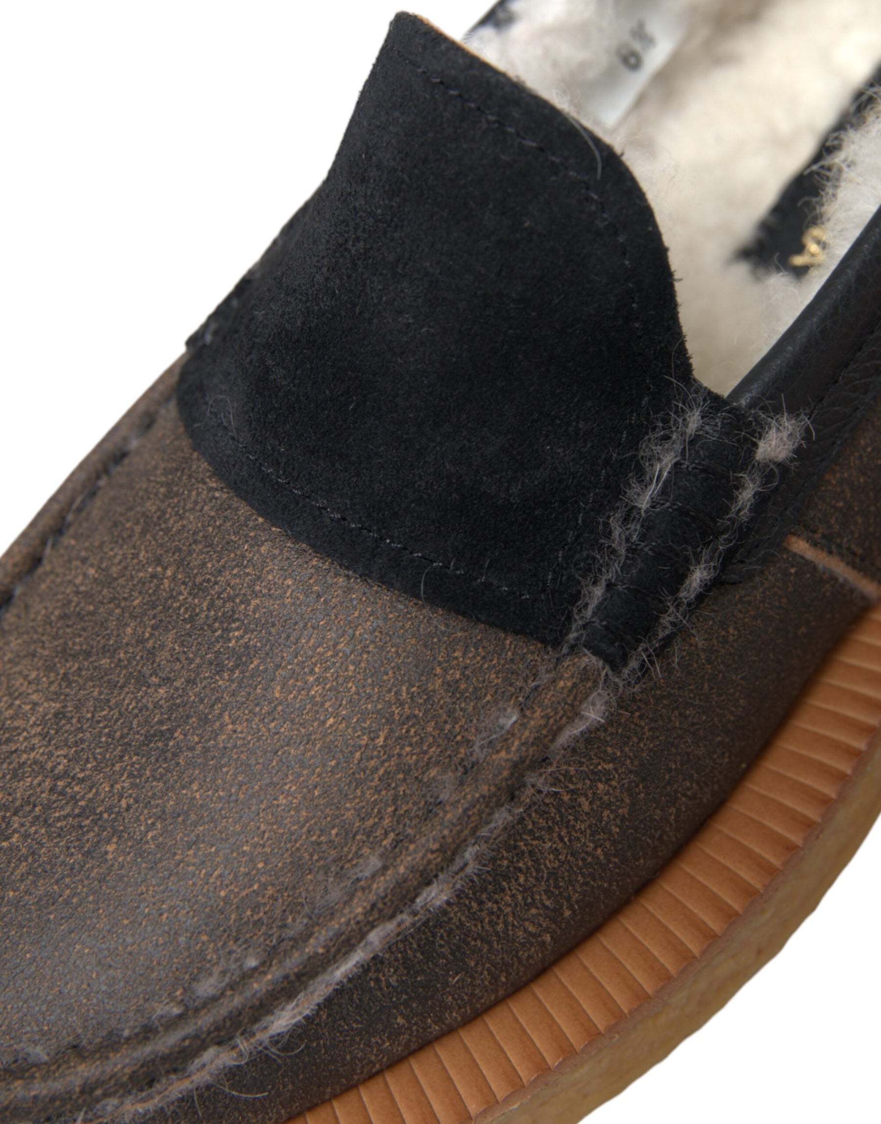 Dolce & Gabbana Brown Black Fur Leather Loafers Men Shoes | Regal Royce