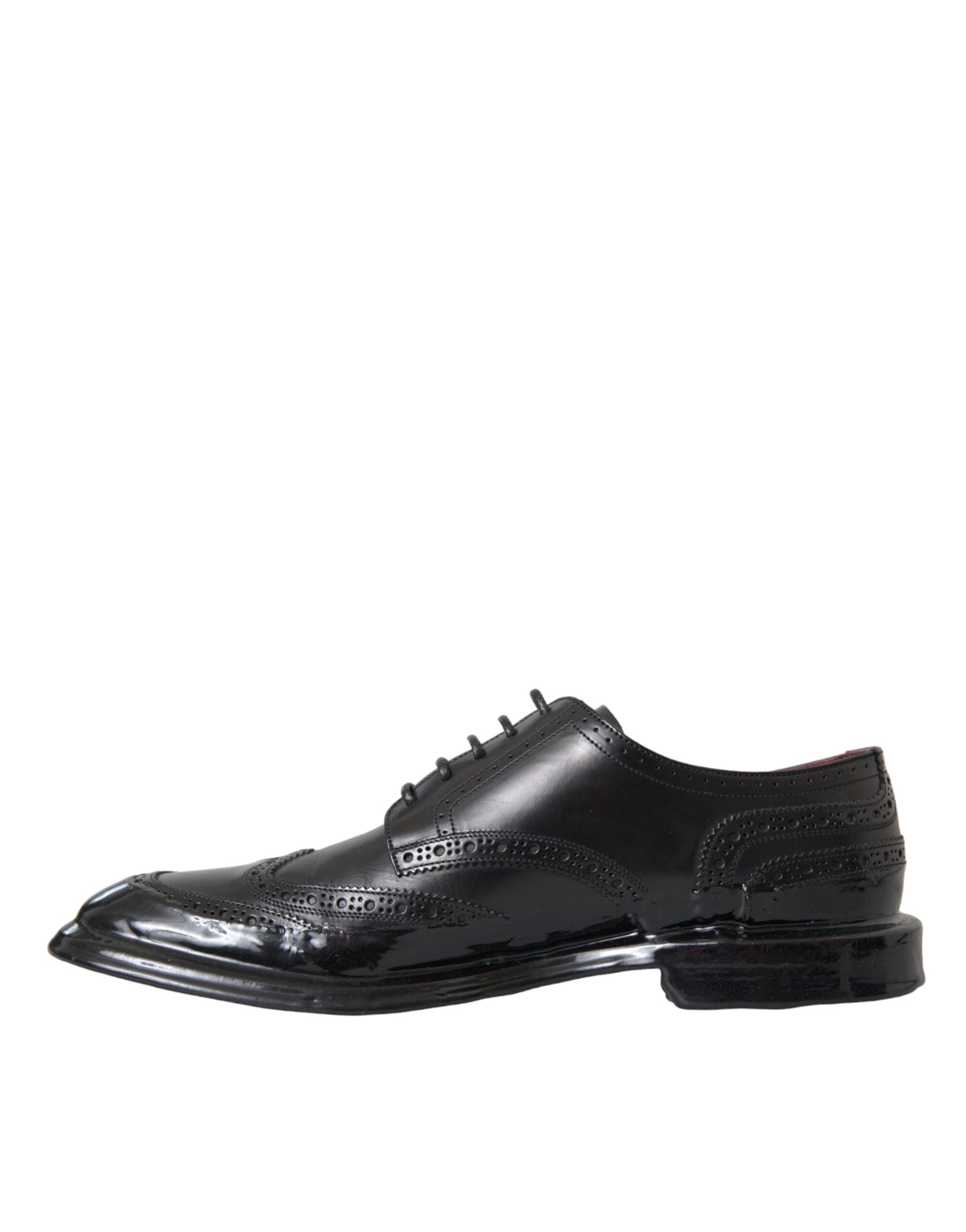 Dolce & Gabbana Black Leather Oxford Wingtip Formal Men Shoes | Regal Royce