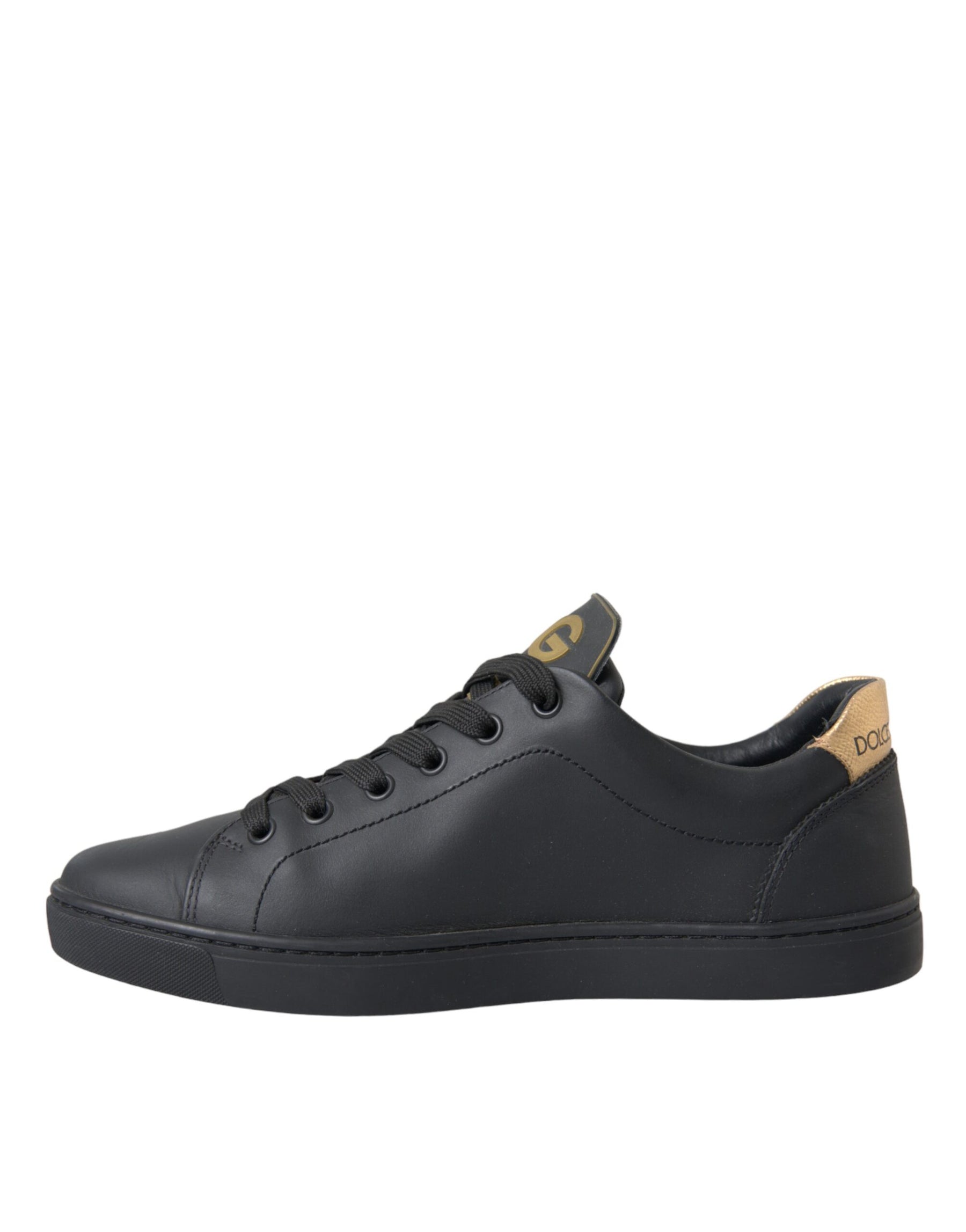 Dolce & Gabbana Black Leather Heart Embellished Sneakers Shoes | Regal Royce