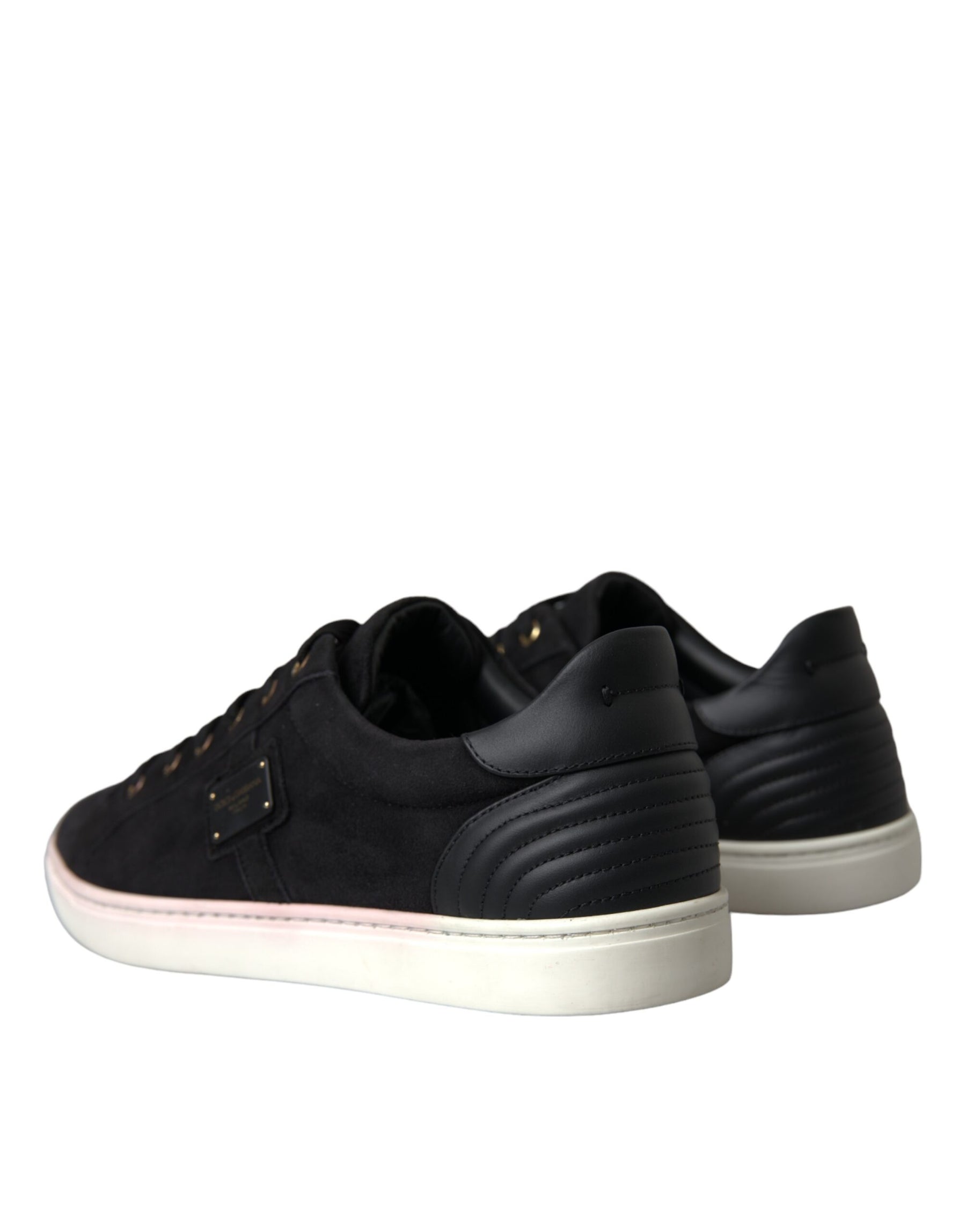 Dolce & Gabbana Black Suede Leather Men Low Top Sneakers Men Shoes | Regal Royce