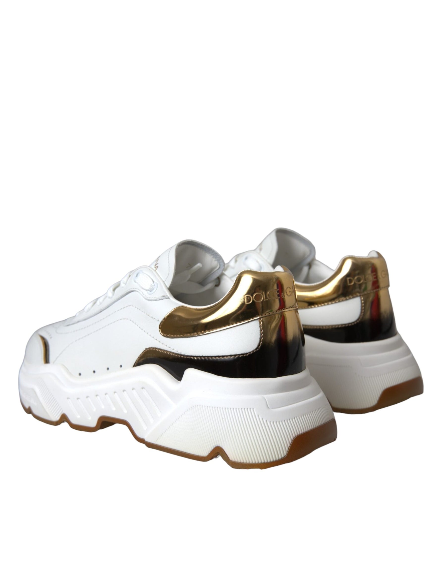 Dolce & Gabbana White Gold DAYMASTER Leather Sneakers Shoes | Regal Royce