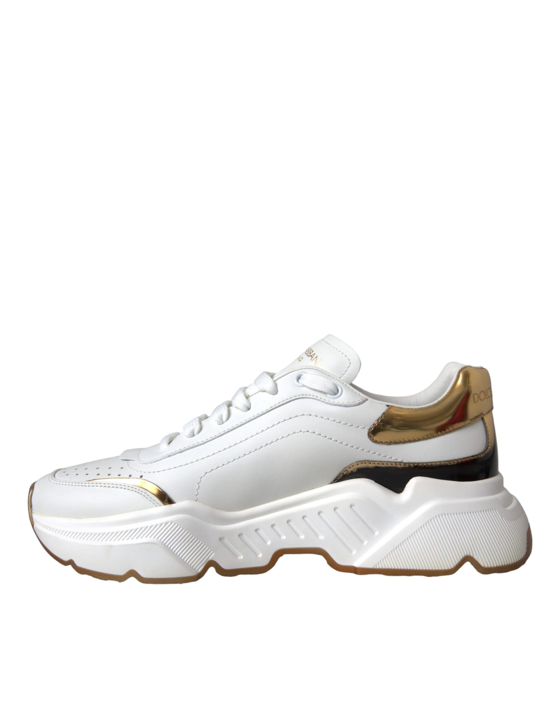 Dolce & Gabbana White Gold DAYMASTER Leather Sneakers Shoes | Regal Royce