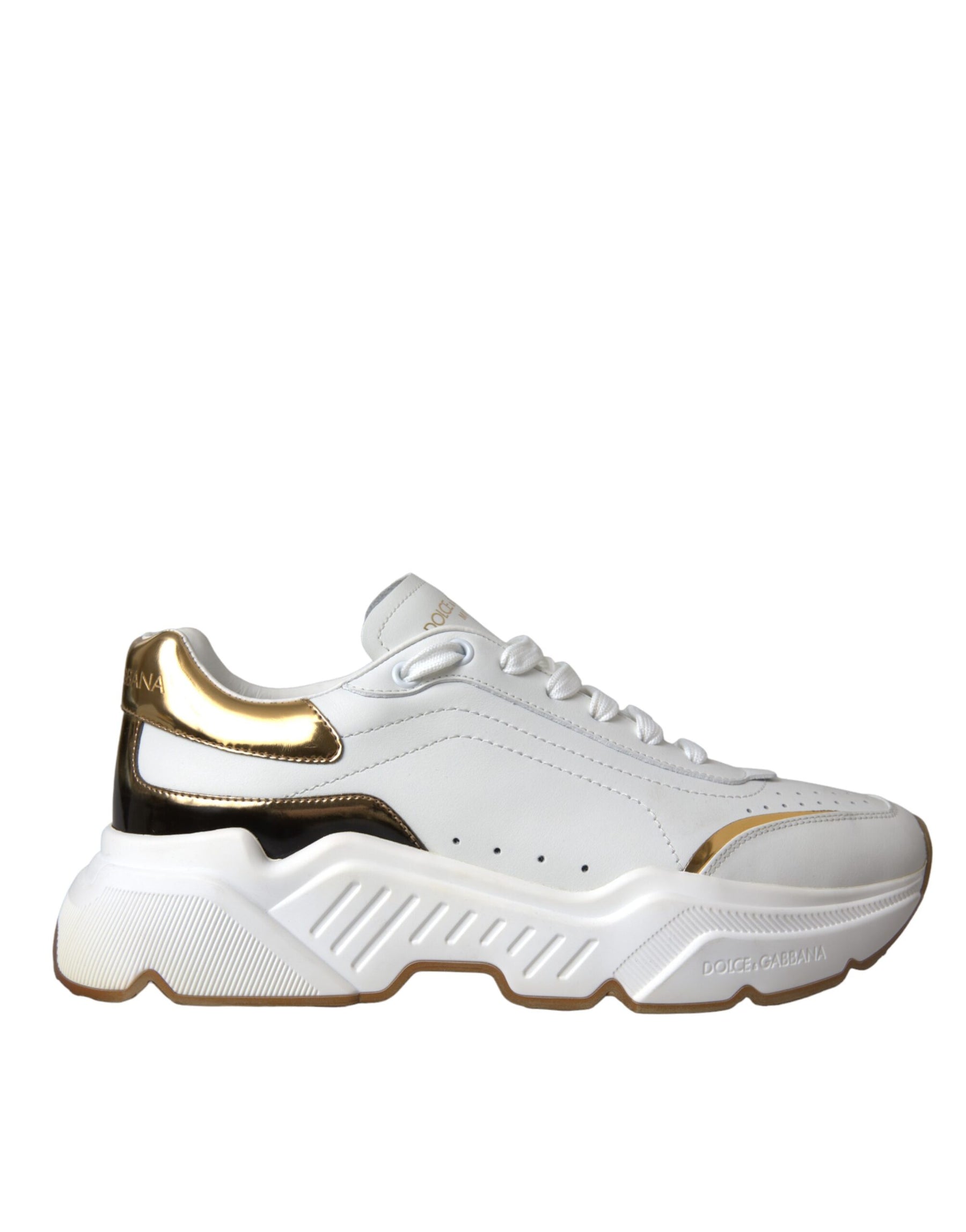 Dolce & Gabbana White Gold DAYMASTER Leather Sneakers Shoes | Regal Royce