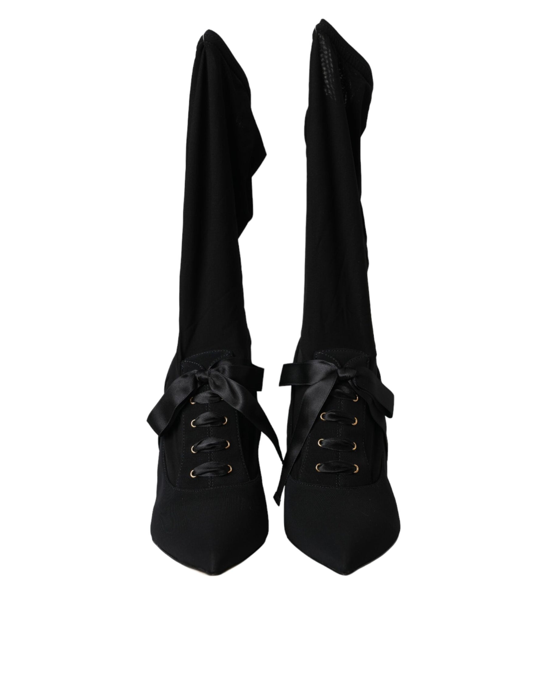 Dolce & Gabbana Black Stiletto Heels Mid Calf Boots Shoes | Regal Royce