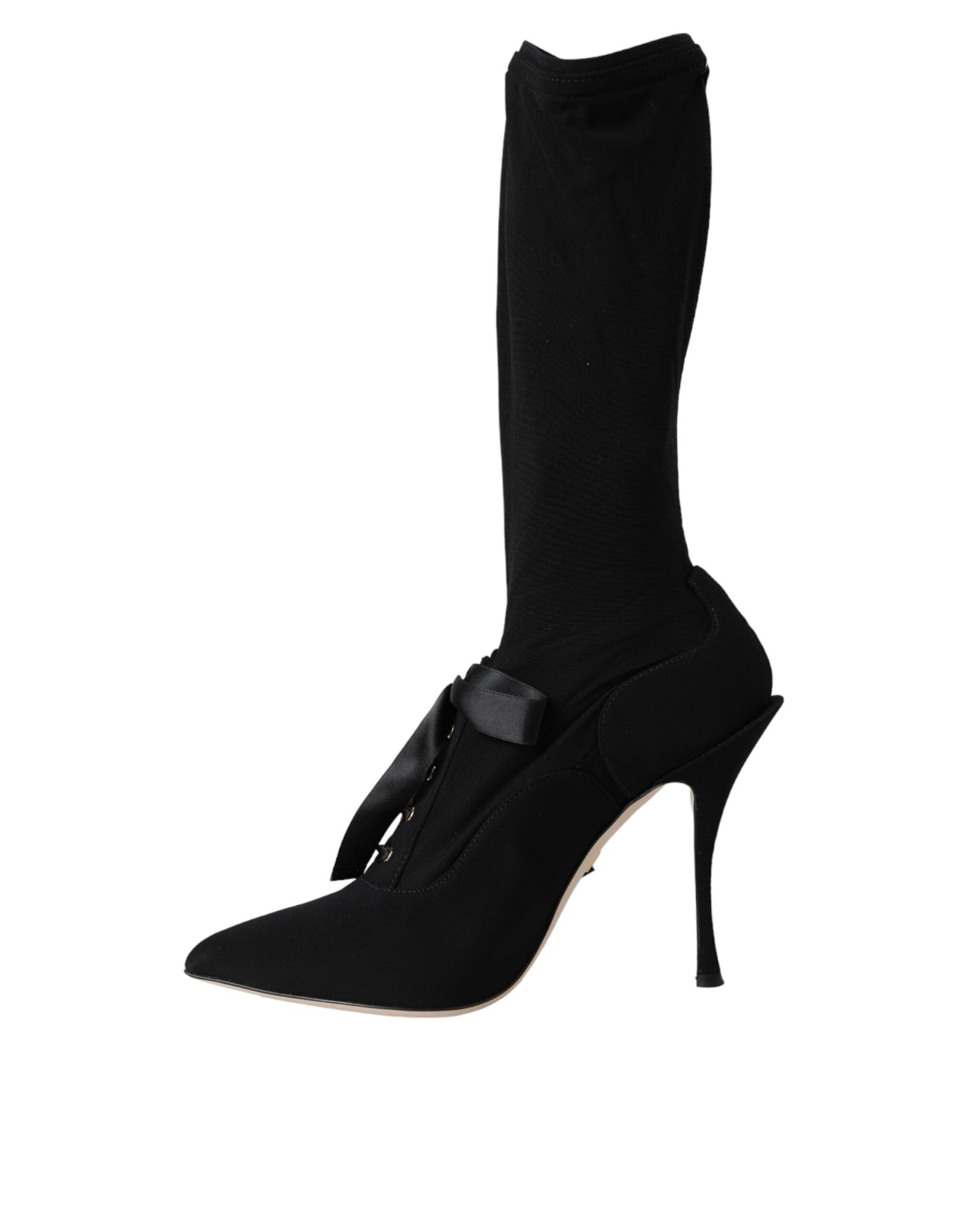 Dolce & Gabbana Black Stiletto Heels Mid Calf Boots Shoes | Regal Royce