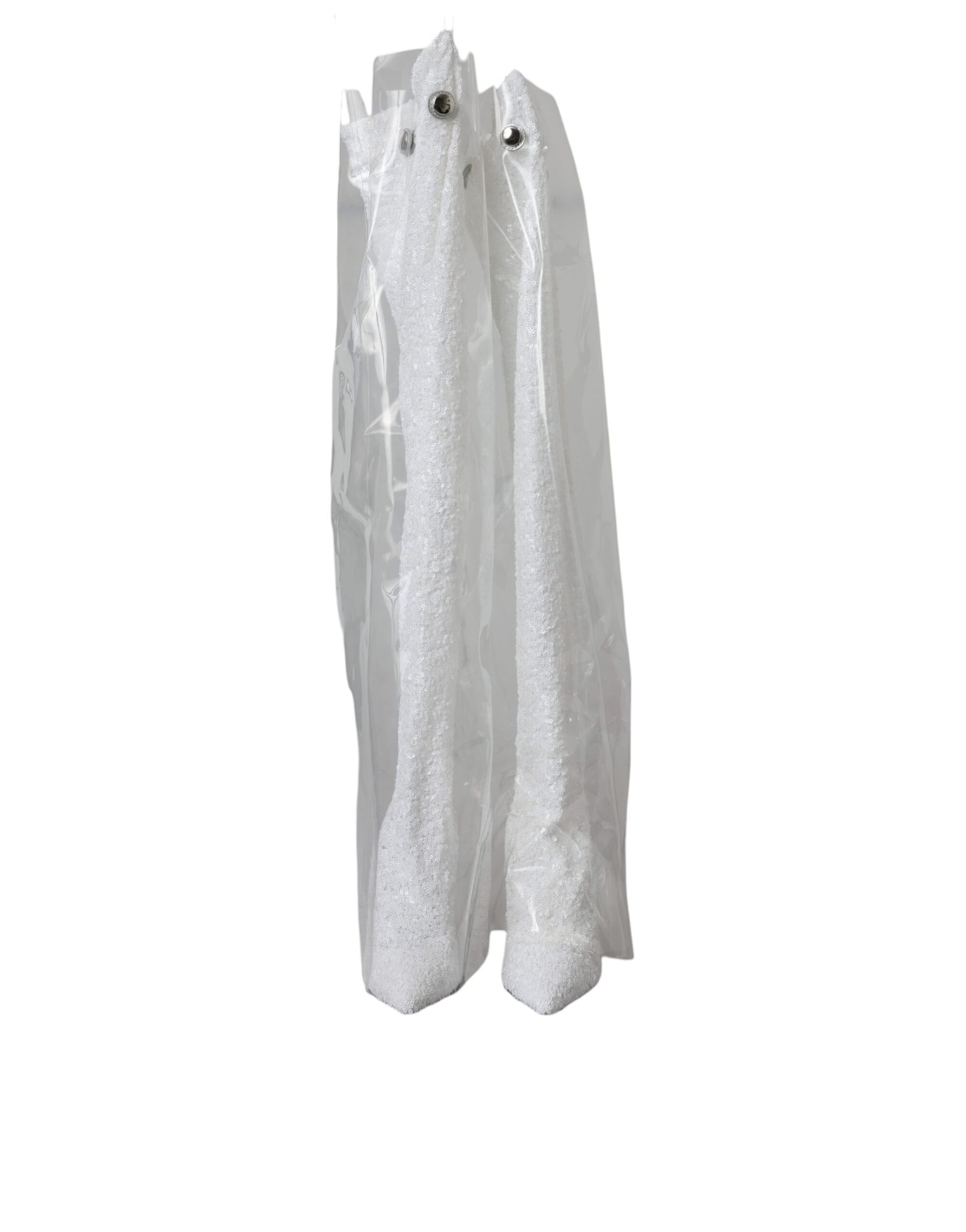 Dolce & Gabbana White Heels Stiletto Knee High Boots Shoes | Regal Royce