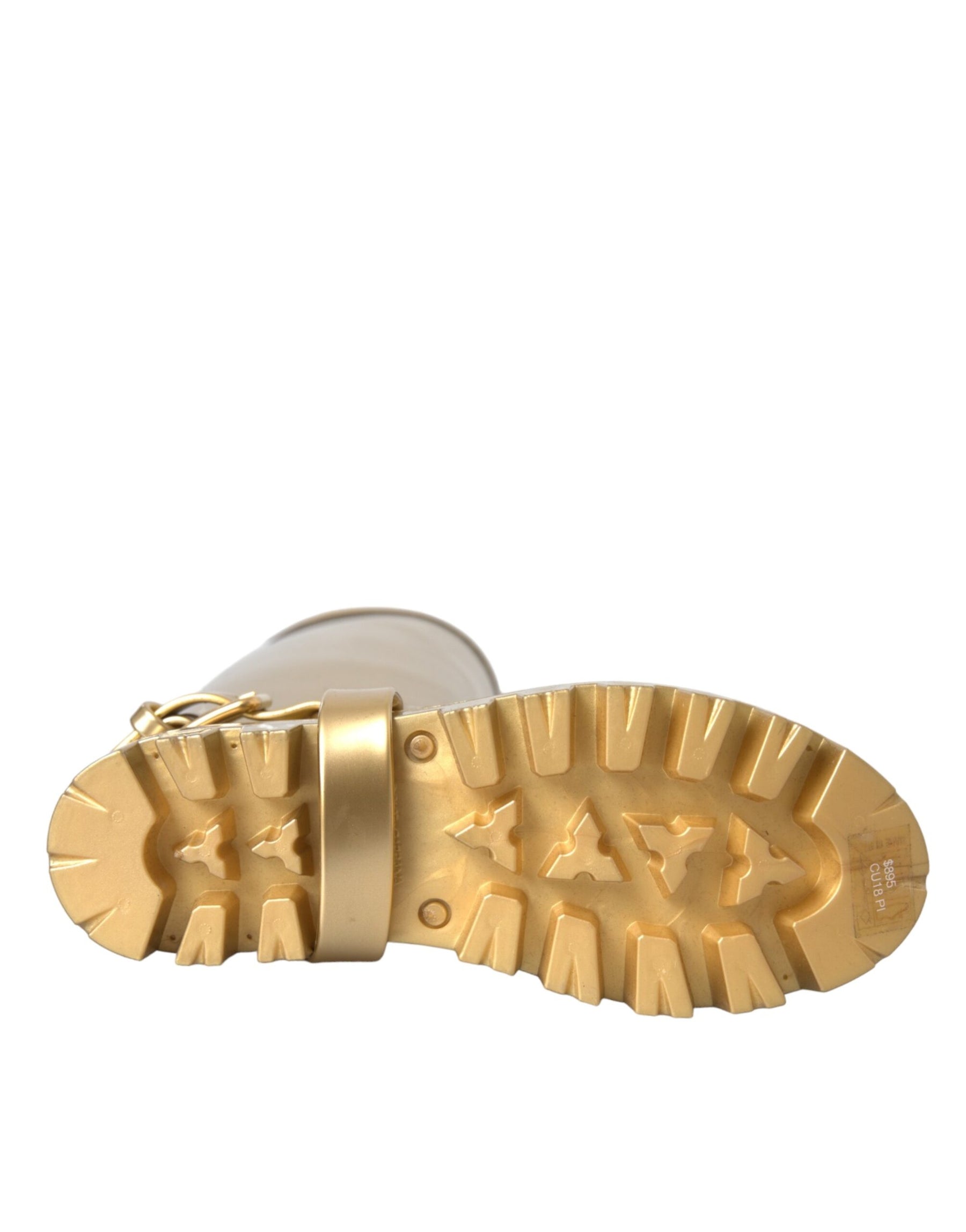 Dolce & Gabbana Metallic Gold Rubber PVC Rain Boots Shoes | Regal Royce