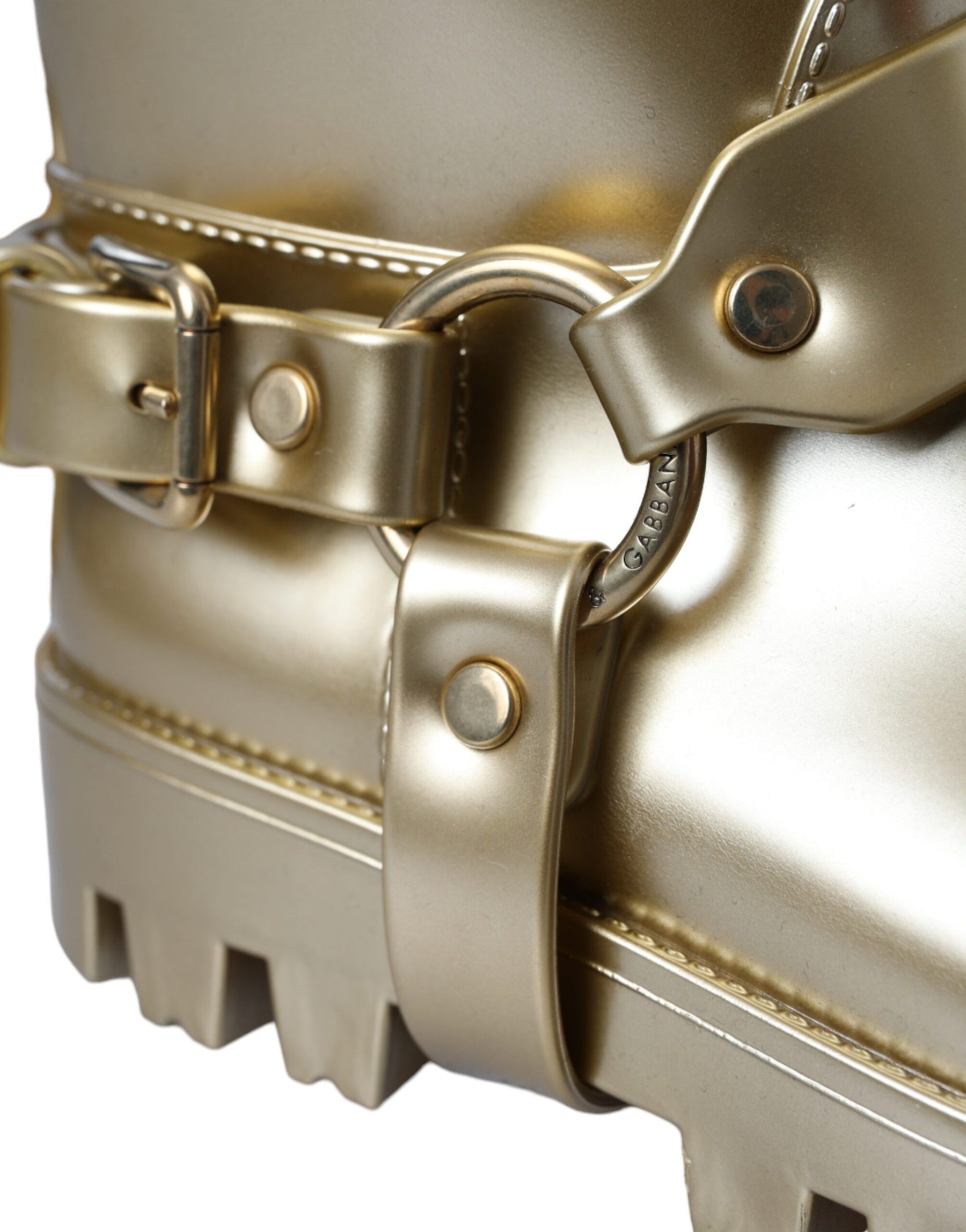 Dolce & Gabbana Metallic Gold Rubber PVC Rain Boots Shoes | Regal Royce