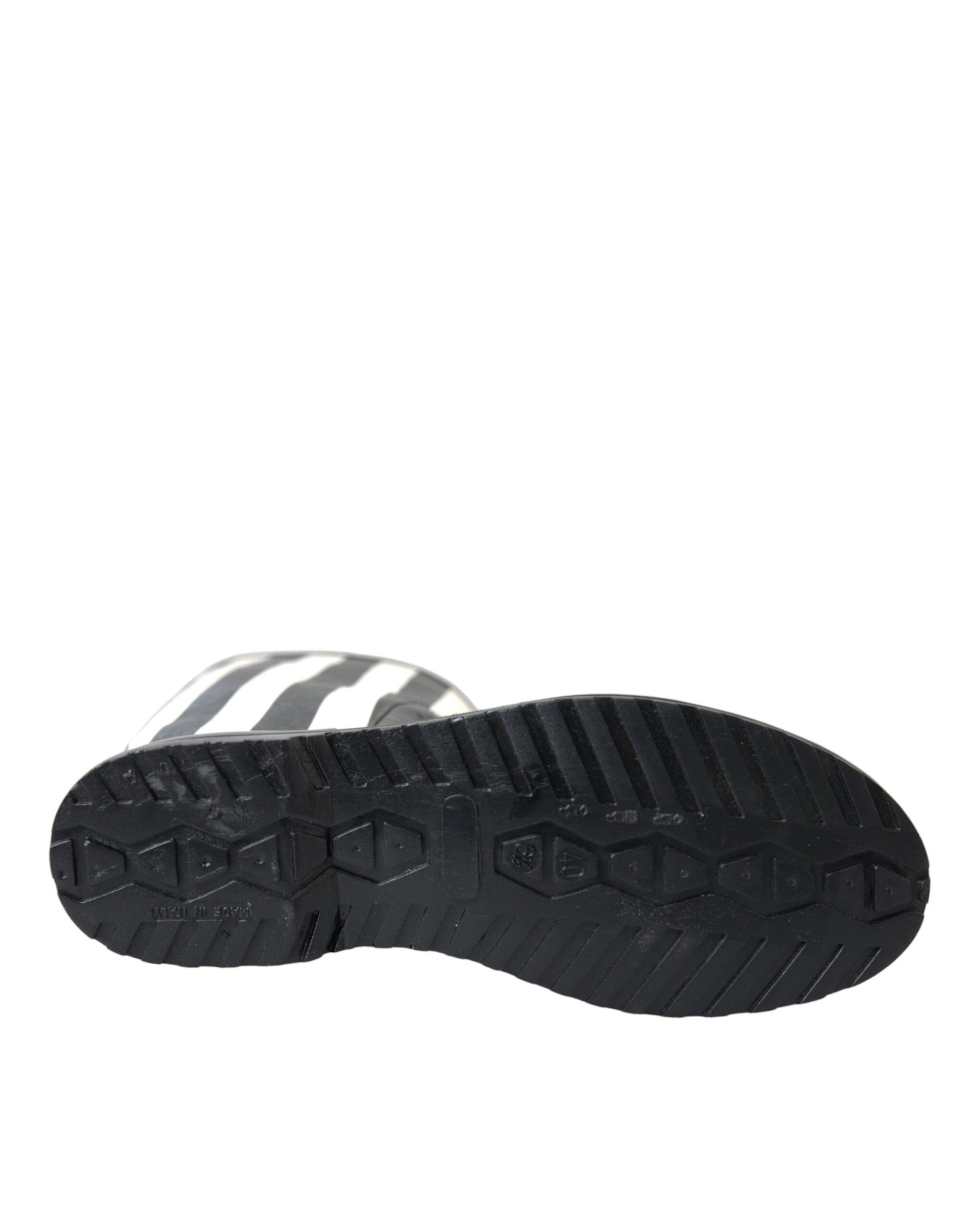 Dolce & Gabbana Black Rubber Knee High Flat Boots Shoes | Regal Royce