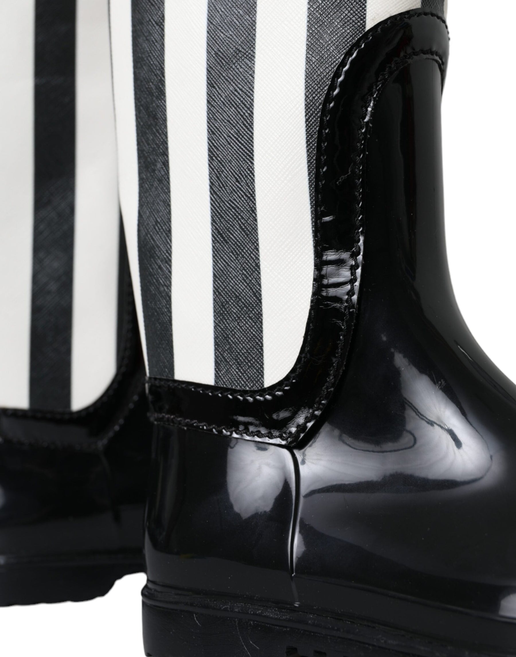 Dolce & Gabbana Black Rubber Knee High Flat Boots Shoes | Regal Royce