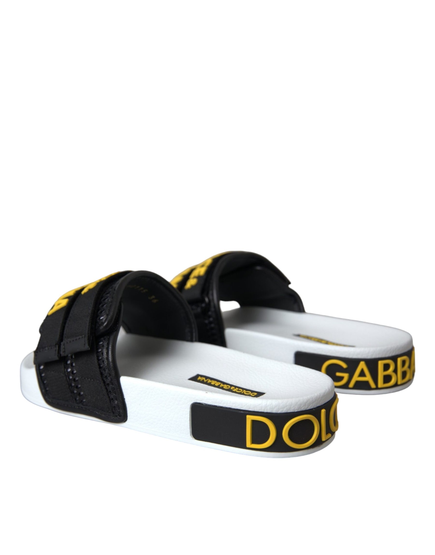 Dolce & Gabbana White Black Logo Beachwear Flats Sandals Shoes | Regal Royce