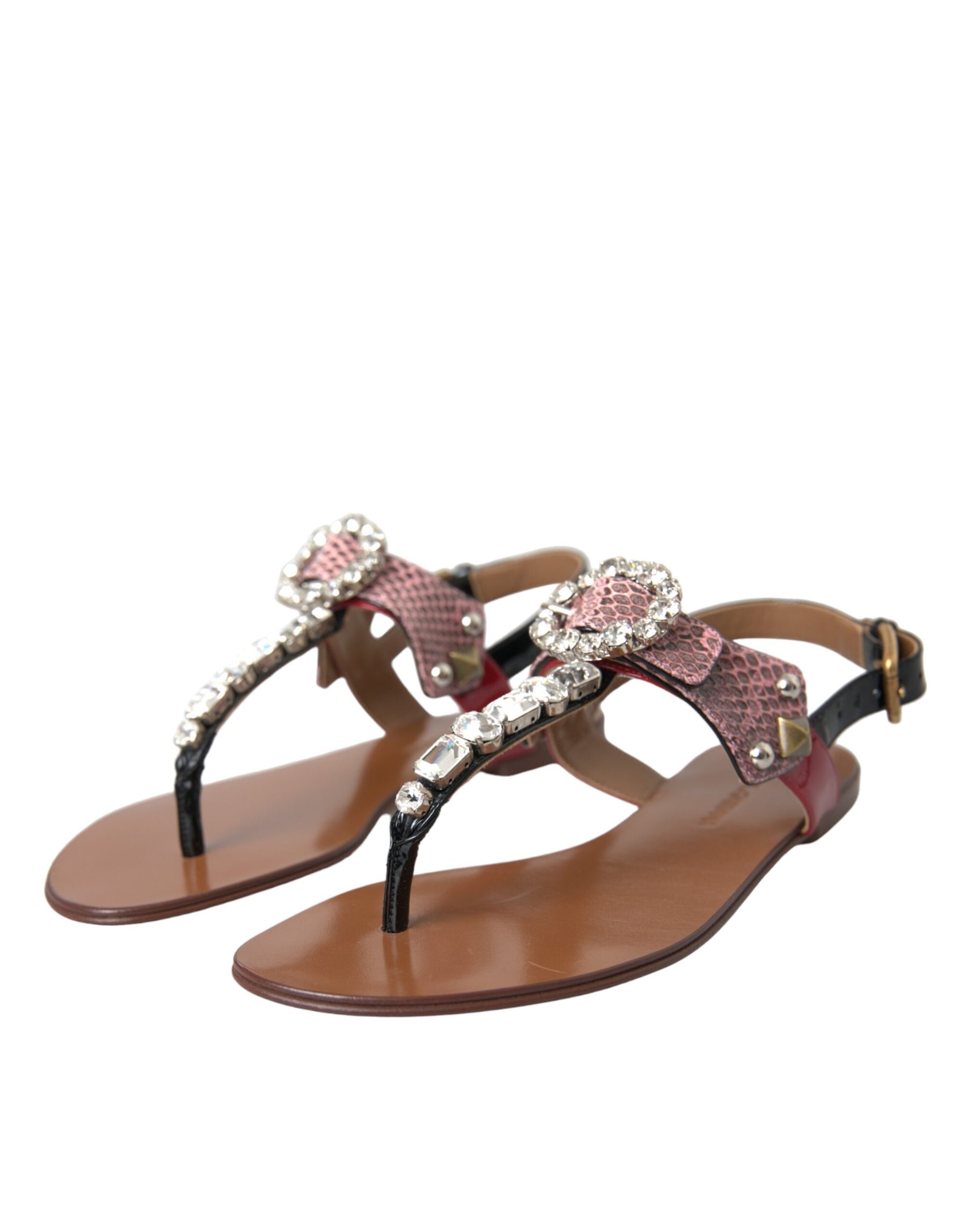 Dolce & Gabbana Multicolor Crystal Sandals Flip Flops Shoes | Regal Royce