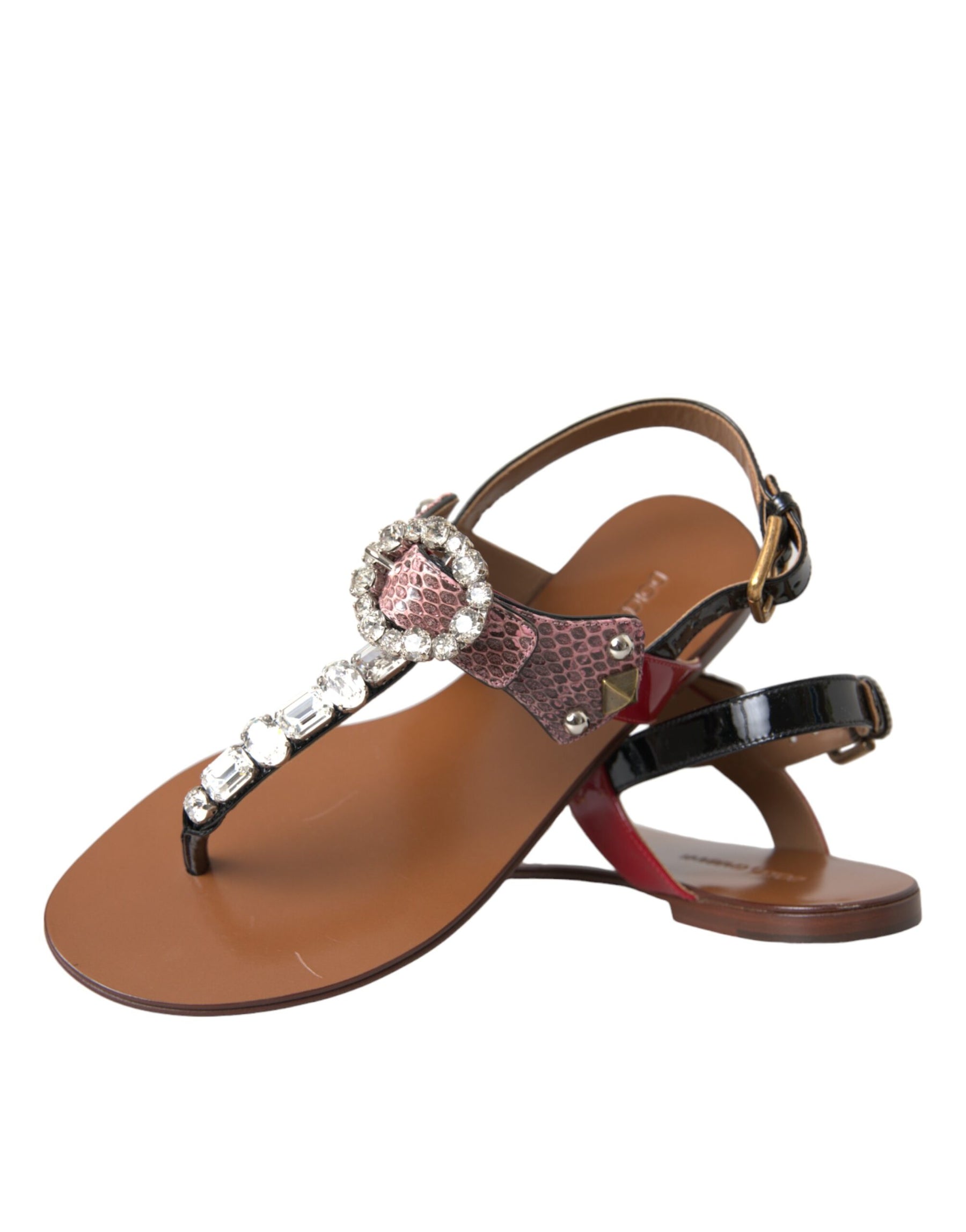 Dolce & Gabbana Multicolor Crystal Sandals Flip Flops Shoes | Regal Royce