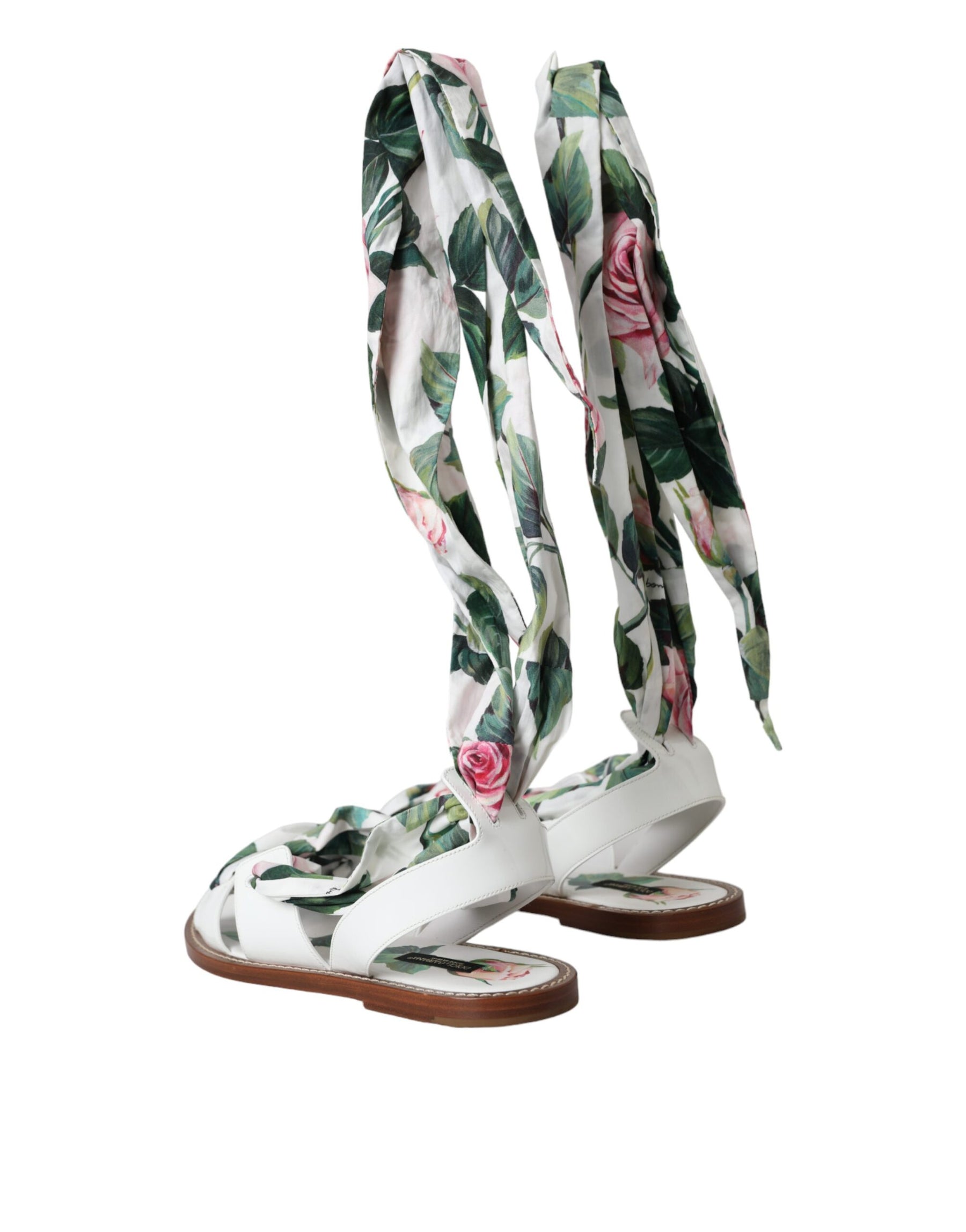 Dolce & Gabbana Multicolor Floral Print Ankle Wrap Sandals Shoes | Regal Royce