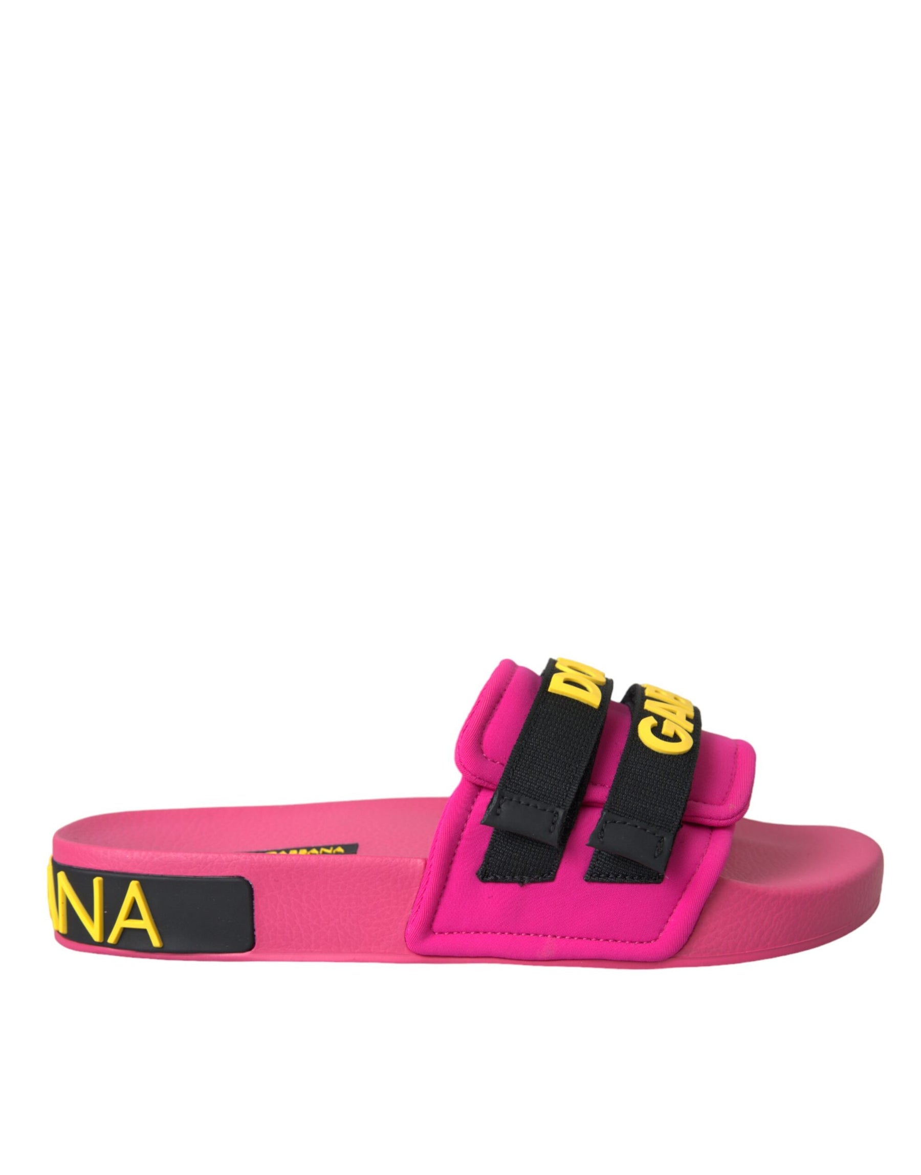 Dolce & Gabbana Pink Black Logo Beachwear Flats Sandals Shoes | Regal Royce