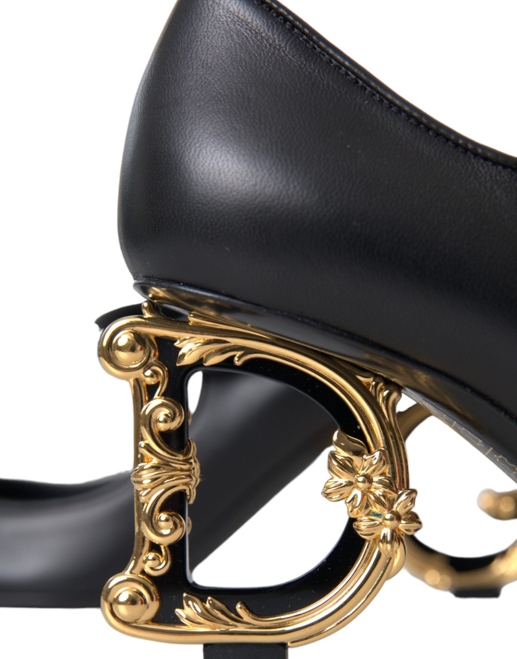 Dolce & Gabbana Black Leather Logo Heels Mary Janes Pumps Shoes | Regal Royce