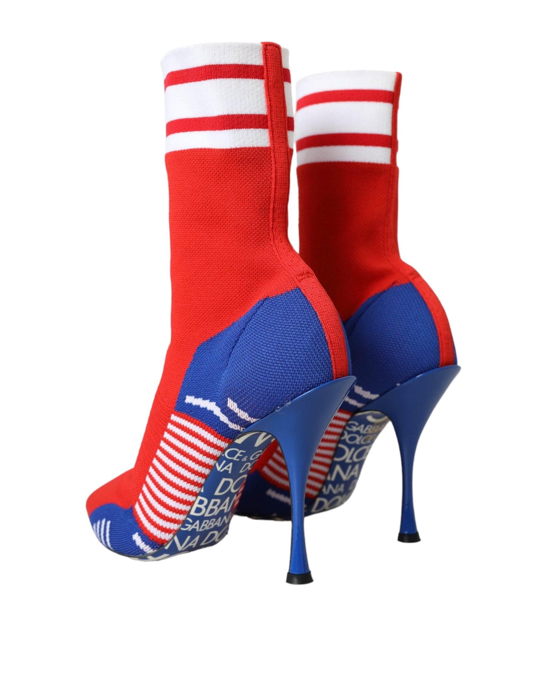 Dolce & Gabbana Red Blue Stretch Sock Style Ankle Boots Logo Shoes | Regal Royce