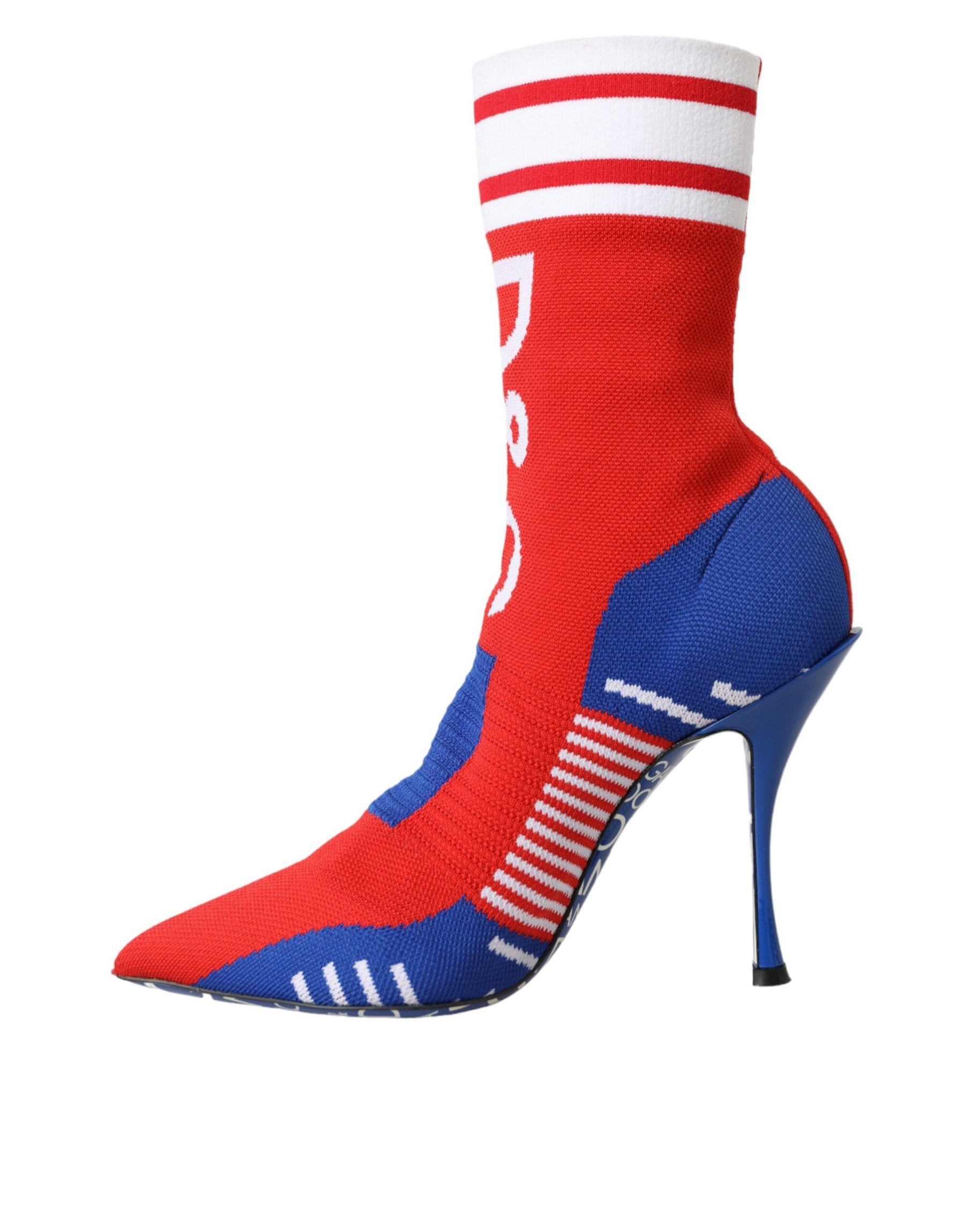 Dolce & Gabbana Red Blue Stretch Sock Style Ankle Boots Logo Shoes | Regal Royce