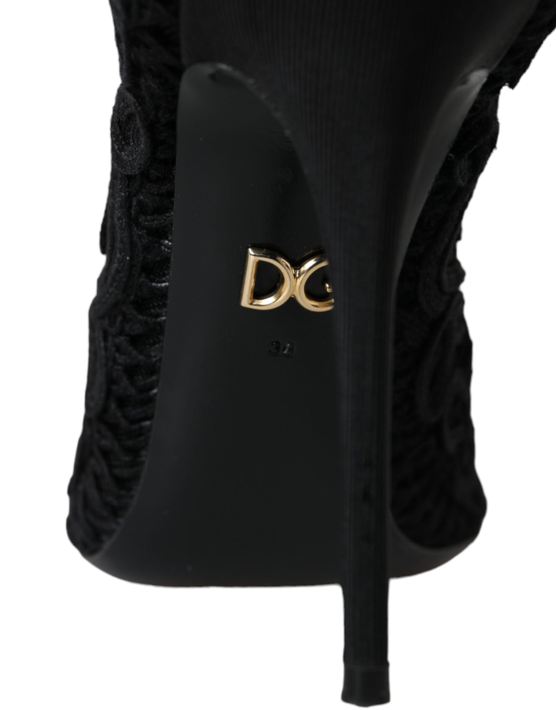 Dolce & Gabbana Black Cordonetto Ricamo Pump Open Toe Shoes | Regal Royce