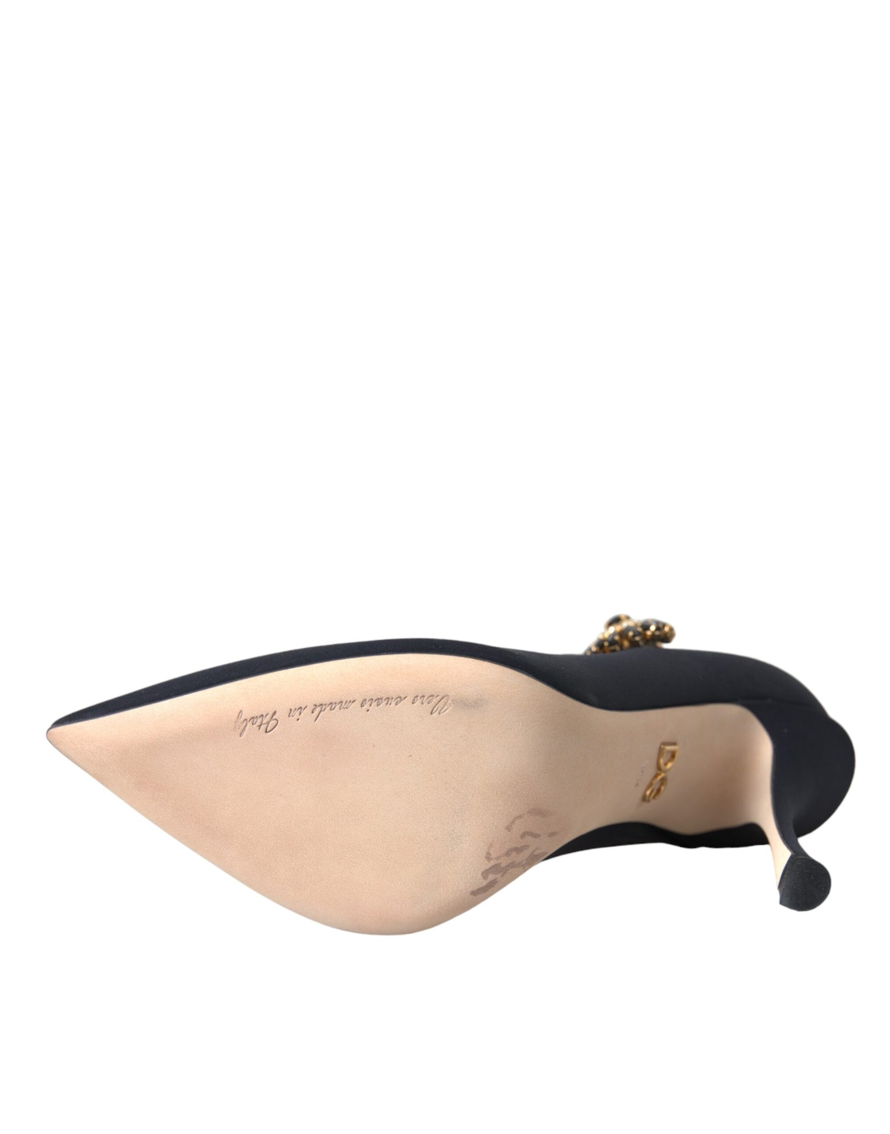 Dolce & Gabbana Black Mary Jane Jersey Crystal Pumps Shoes | Regal Royce