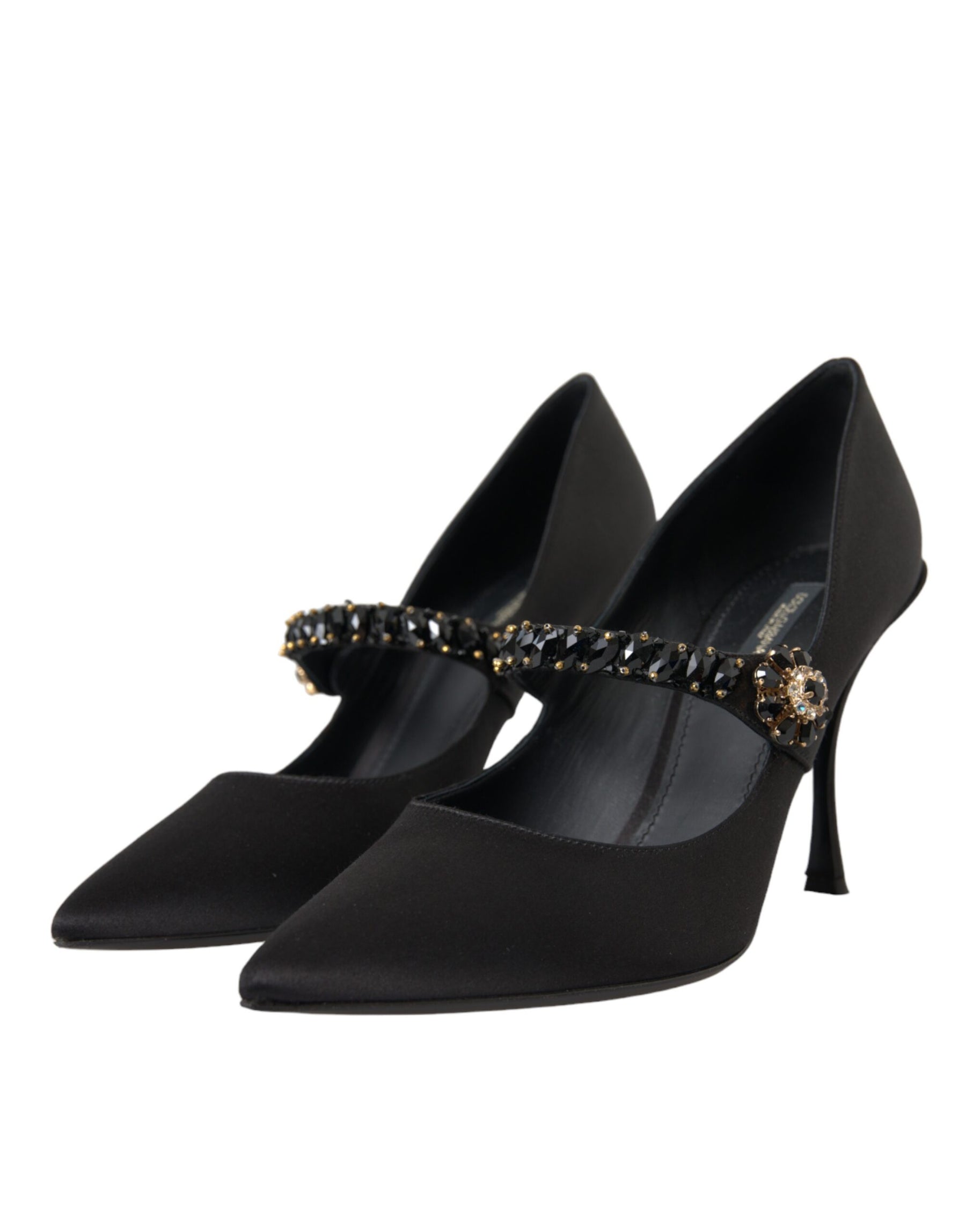 Dolce & Gabbana Black Mary Jane Crystal Heels Pumps Shoes | Regal Royce