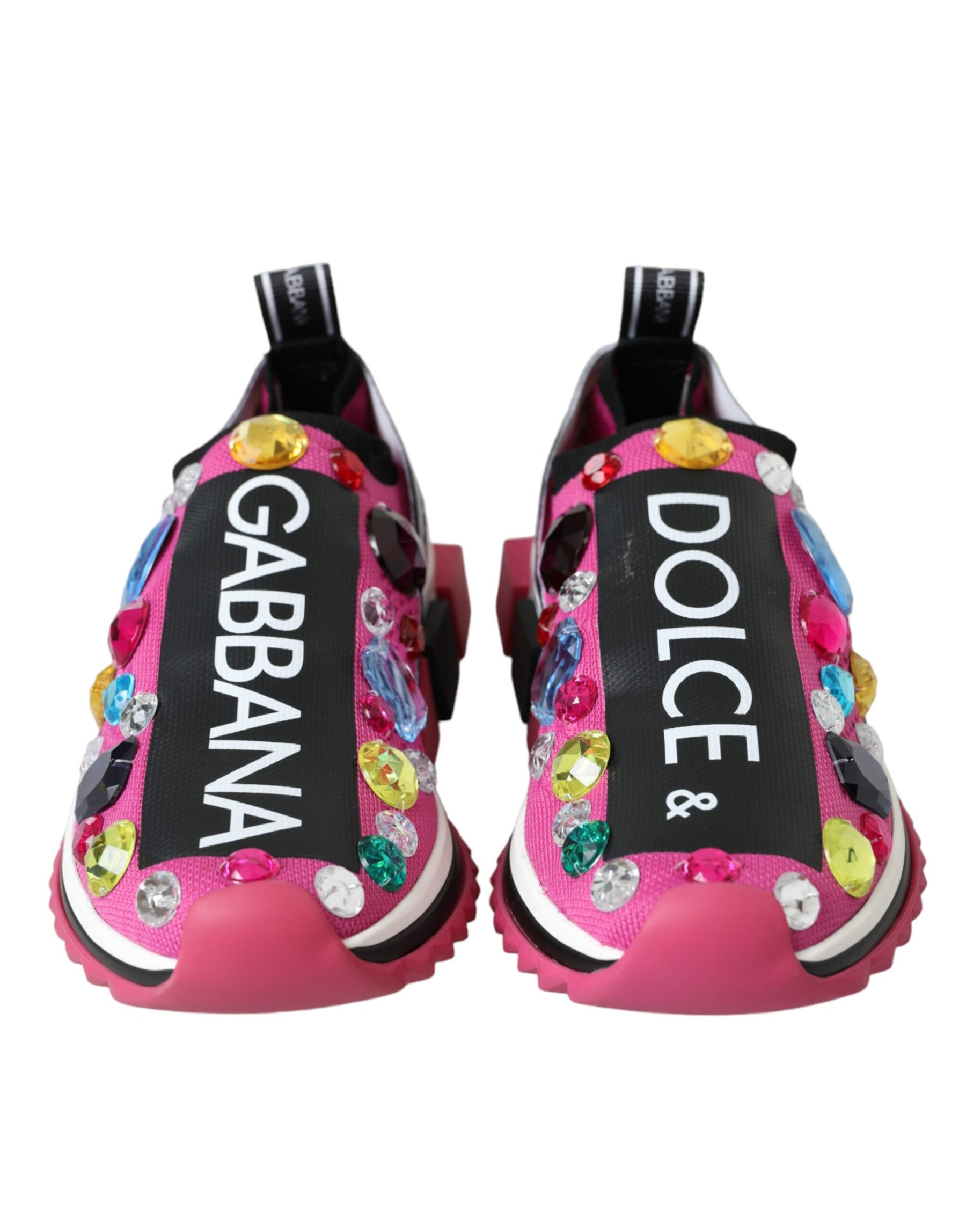 Dolce & Gabbana Pink Sorrento Crystals Sneakers Shoes | Regal Royce