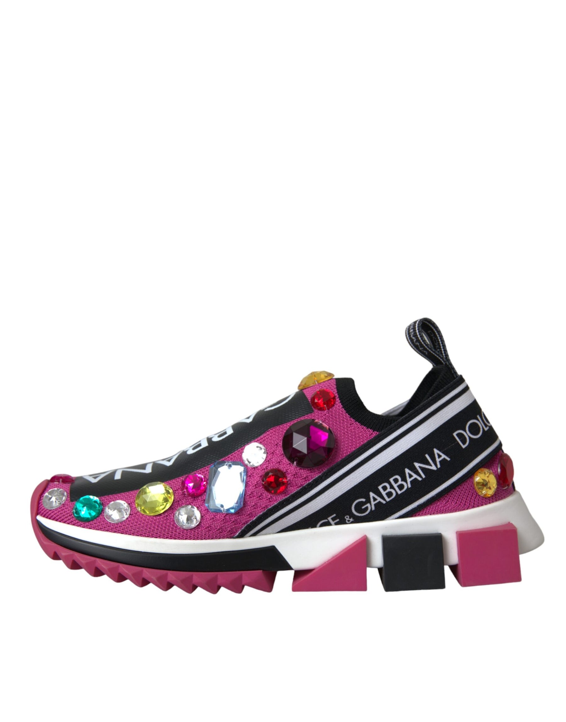Dolce & Gabbana Pink Sorrento Crystals Sneakers Shoes | Regal Royce
